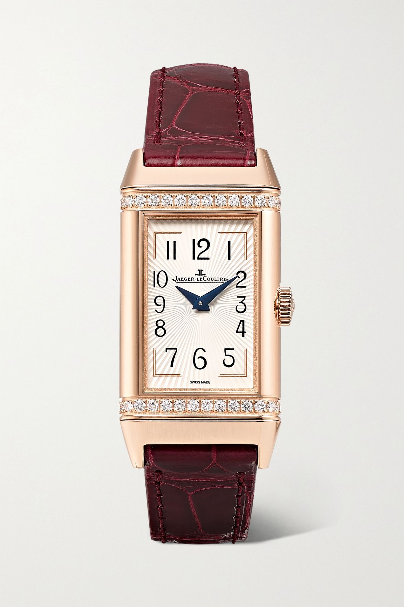 Reverso One Duetto 20mm rose gold, diamond and alligator watch - 1