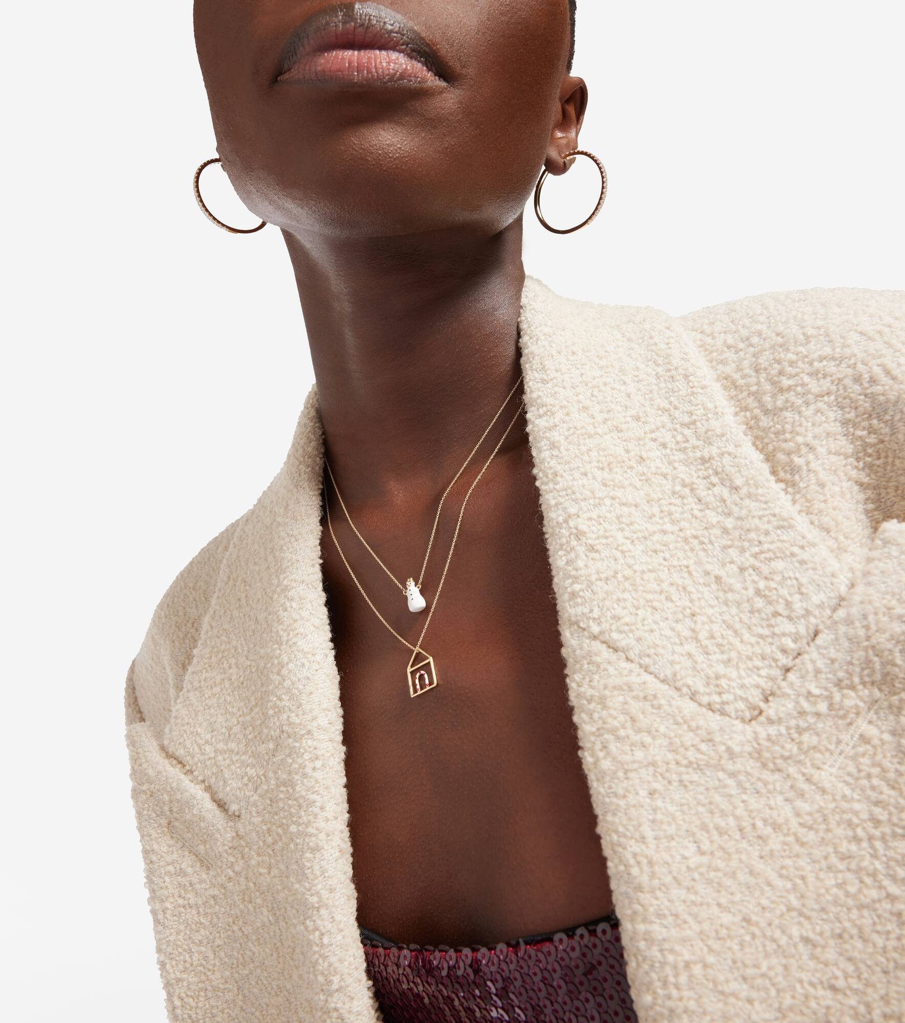 Frosty 9kt yellow gold necklace with enamel - 3