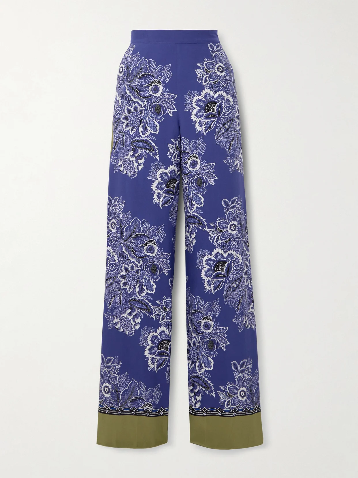 Floral-print Silk-satin Wide-leg Pants - 1