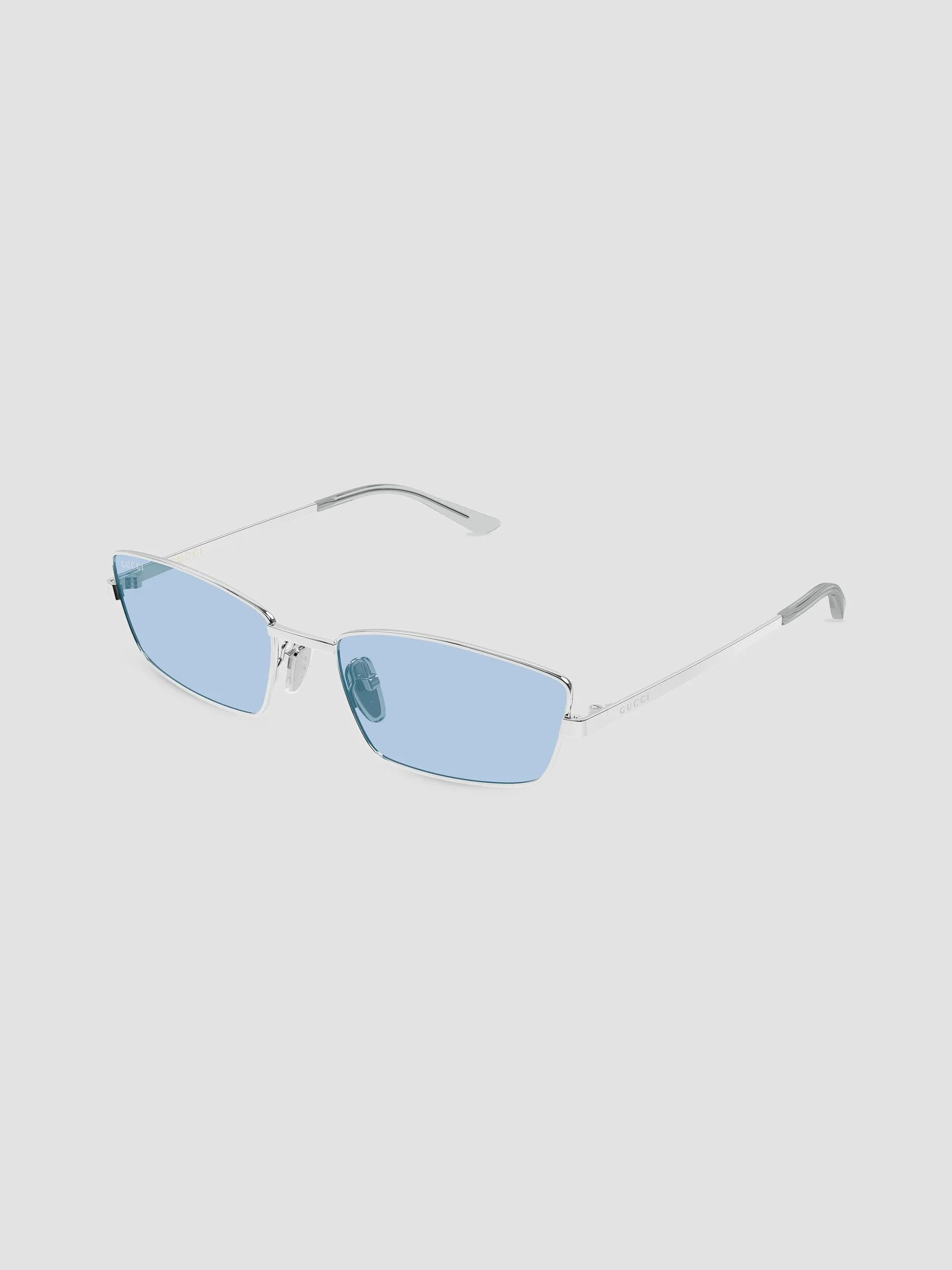 Women's Lettering Gg2177S Rectangular Metal Sunglasses - Silver - 1