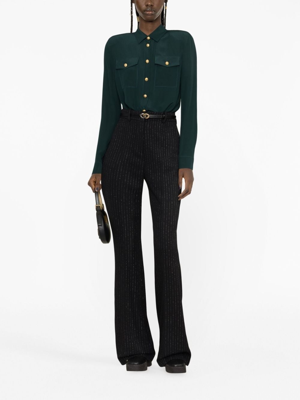 striped wool-blend flared trousers - 2