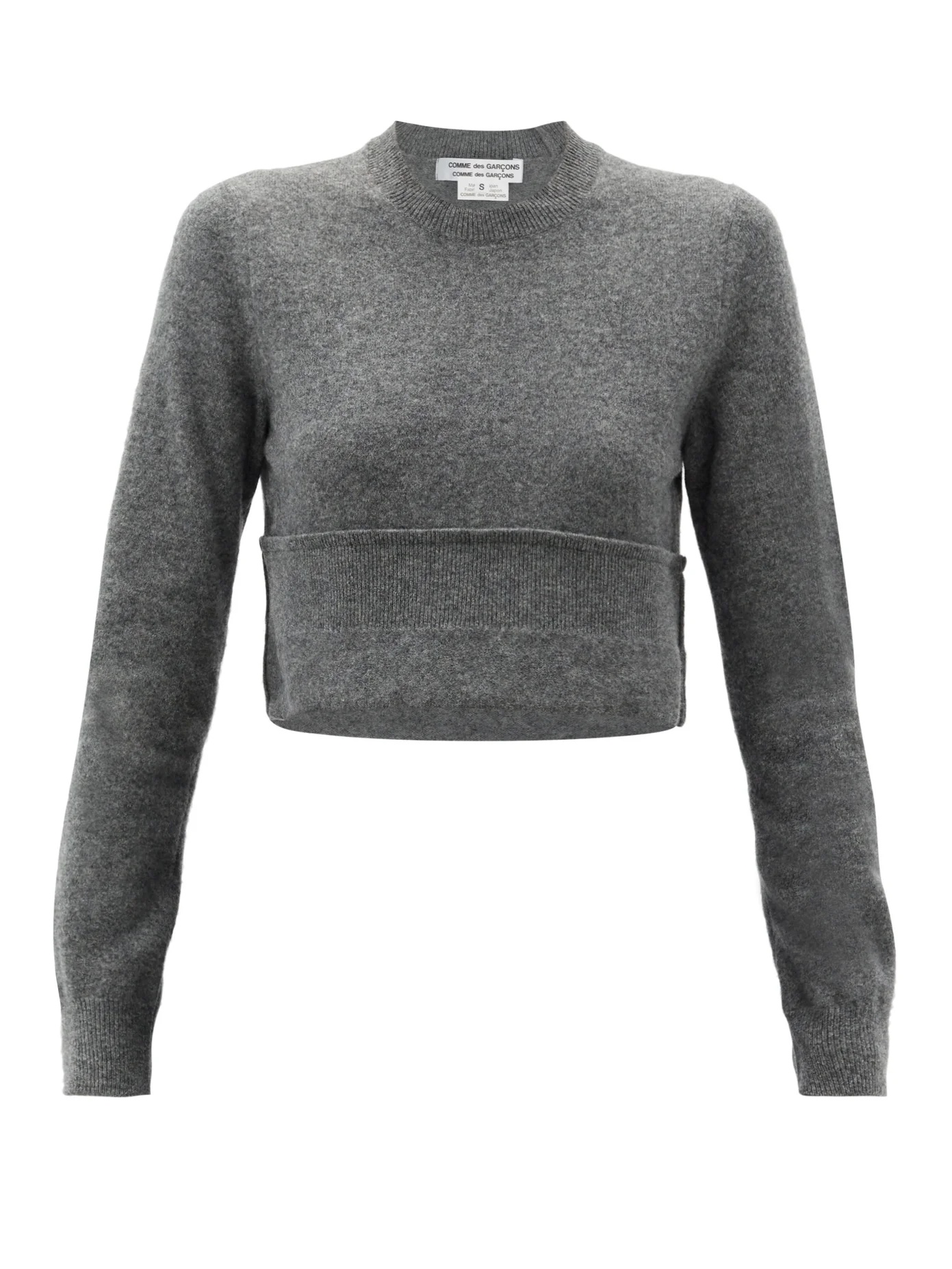 Cropped turn-up hem wool sweater - 1