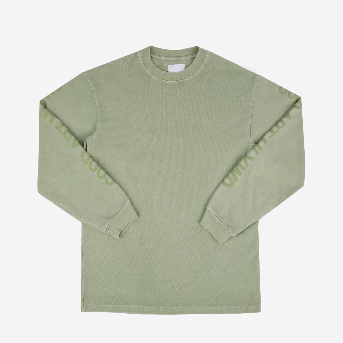 GA-LS-SGE GOOD ART HLYWD Heavyweight Long Sleeve Crew Neck T-Shirt - Sage Green - 1