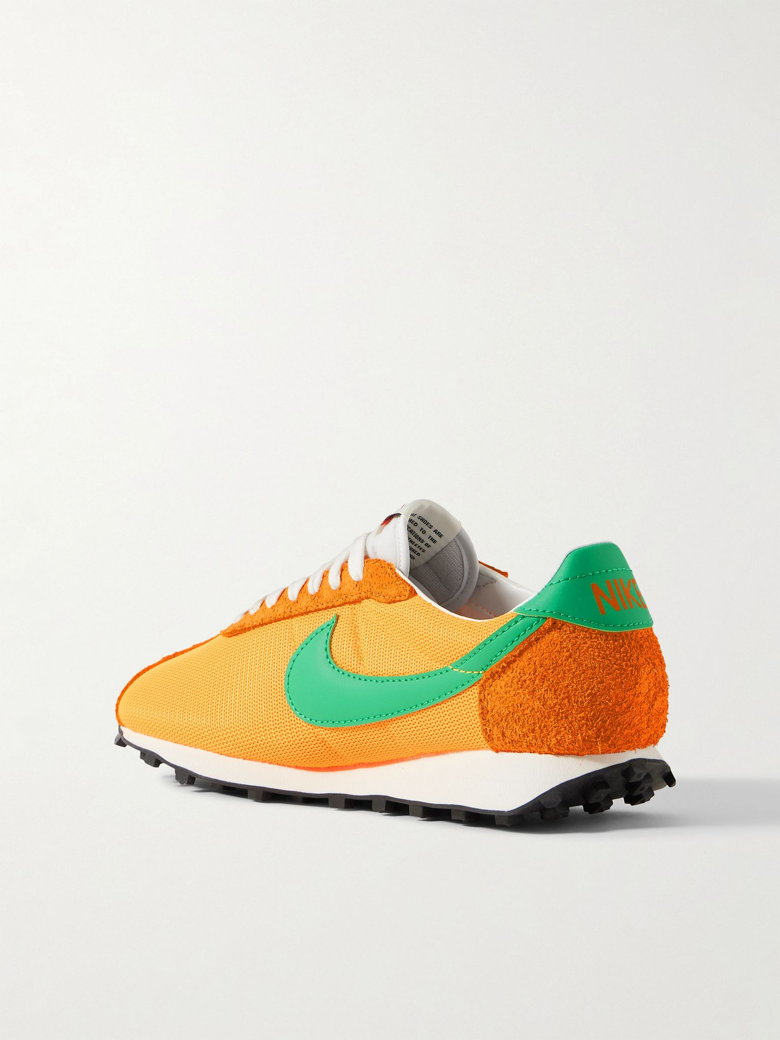 LD-1000 Leather and Suede-Trimmed Mesh Sneakers Saffron - 4