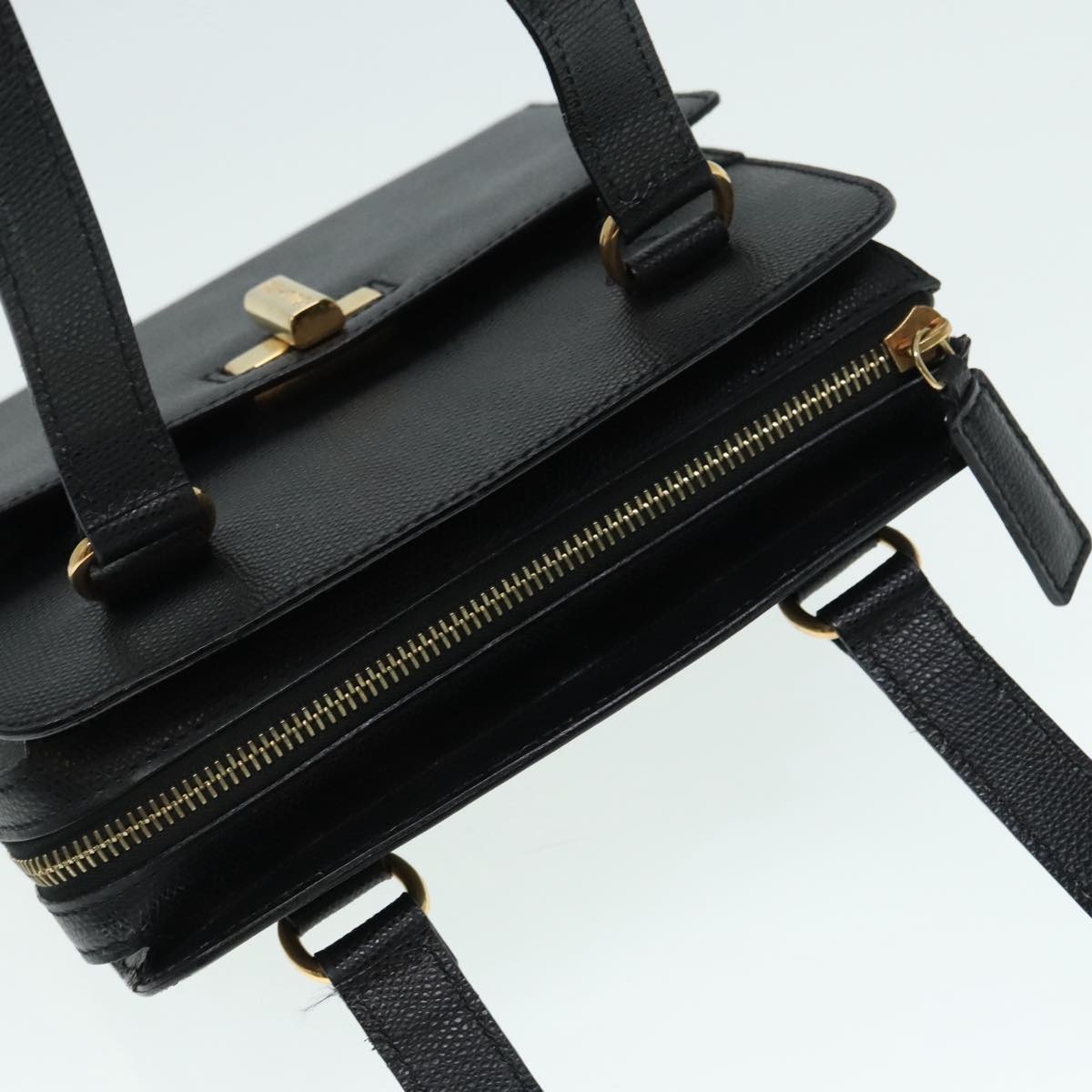 CELINE Hand Bag Leather Black Gold - 6