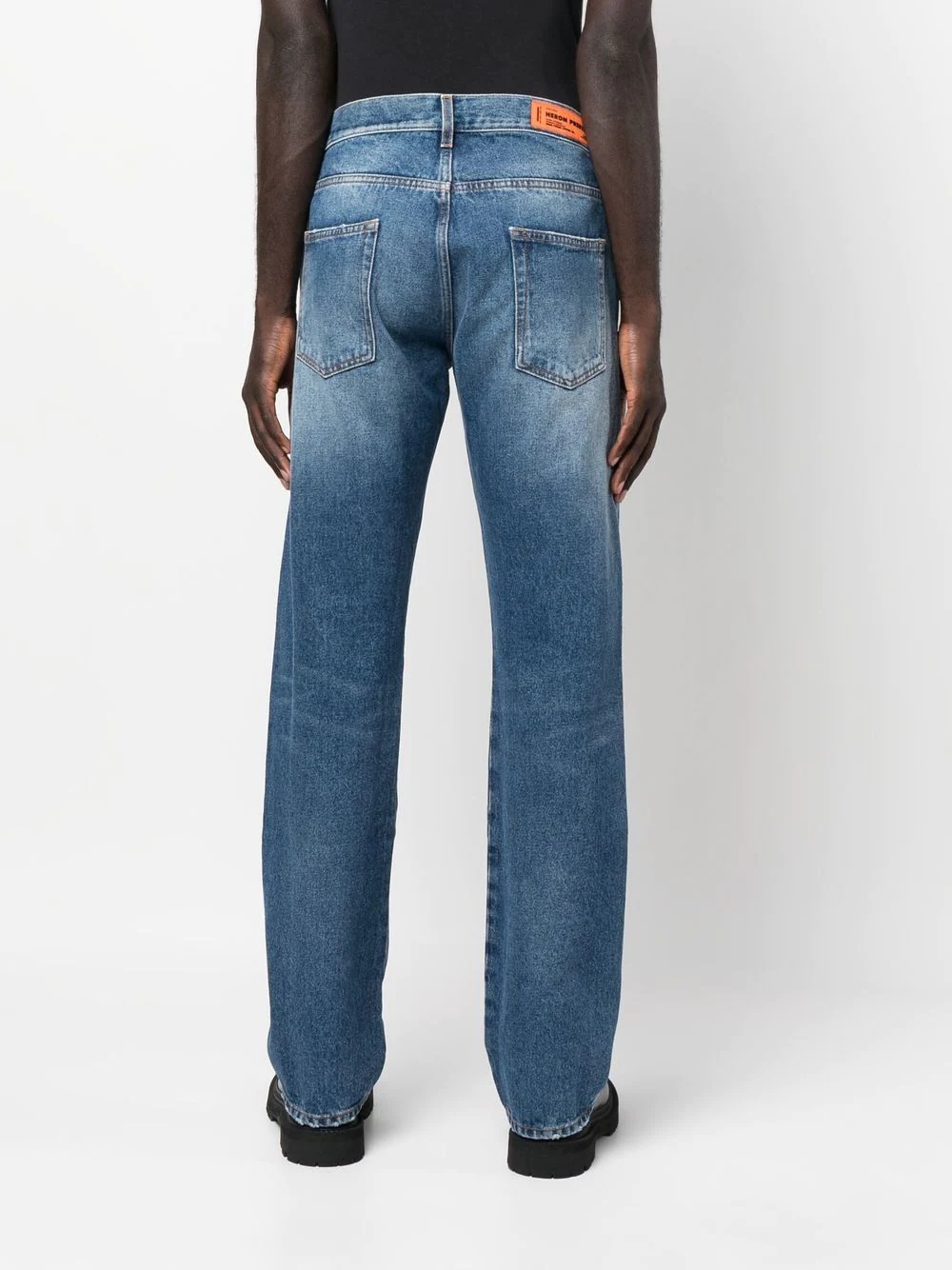 stonewashed straight-leg jeans - 4