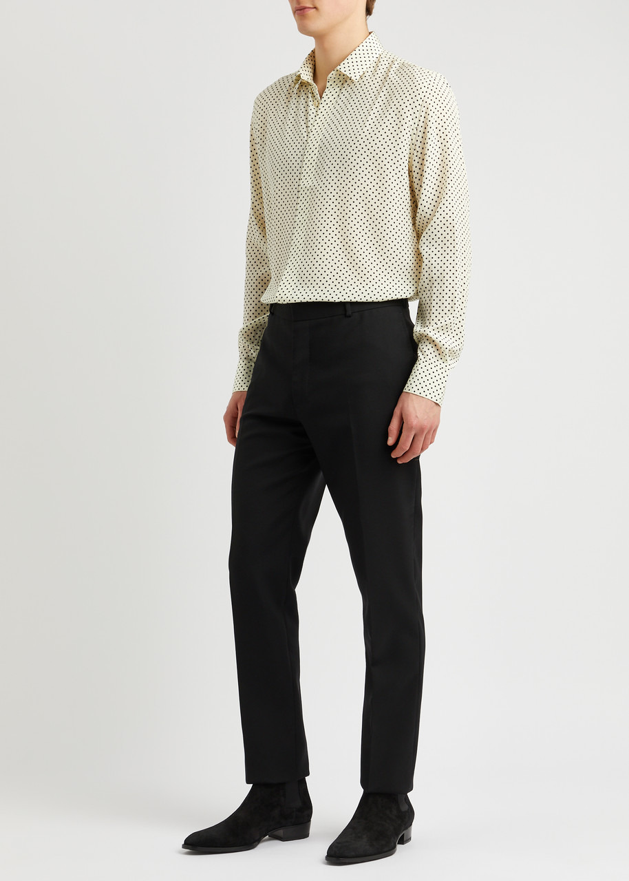 Polka-dot printed silk shirt - 4