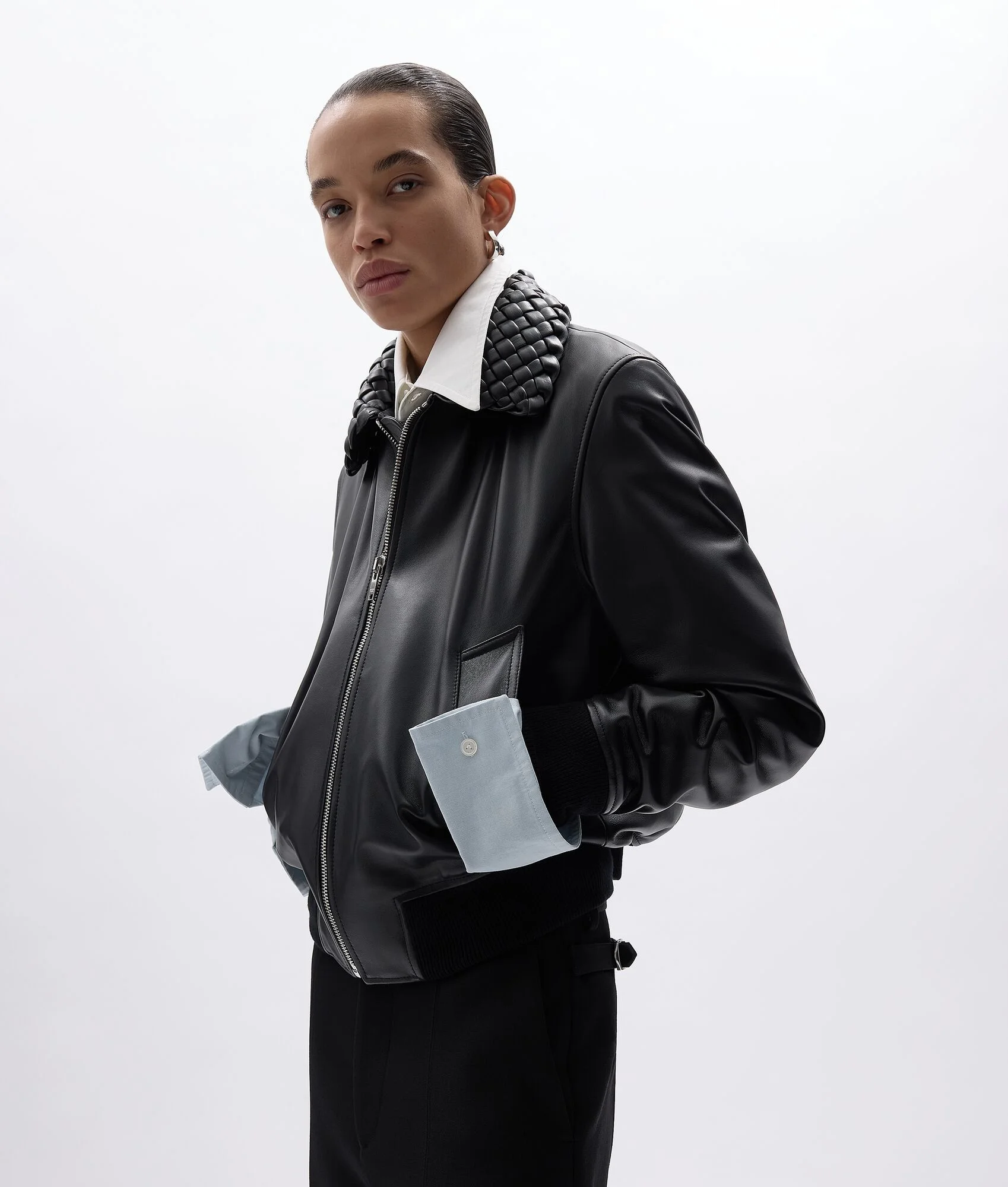 Shiny Leather Padded Blouson - 1