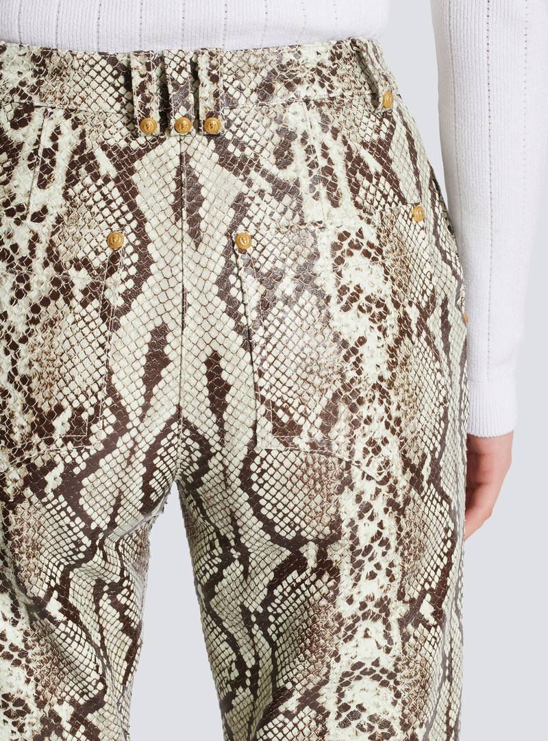 Snakeskin-effect leather trousers 6