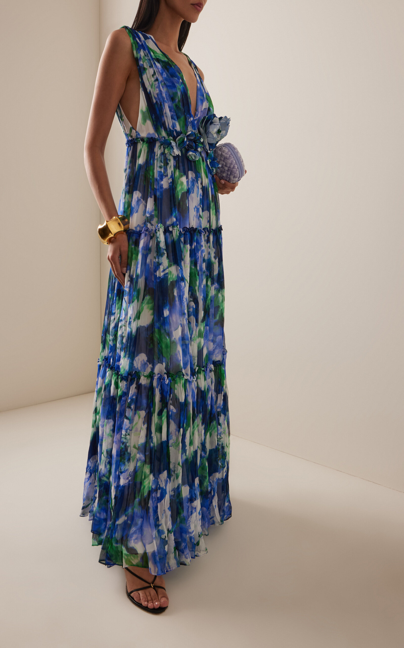 Arella Floral Georgette Gown blue - 3