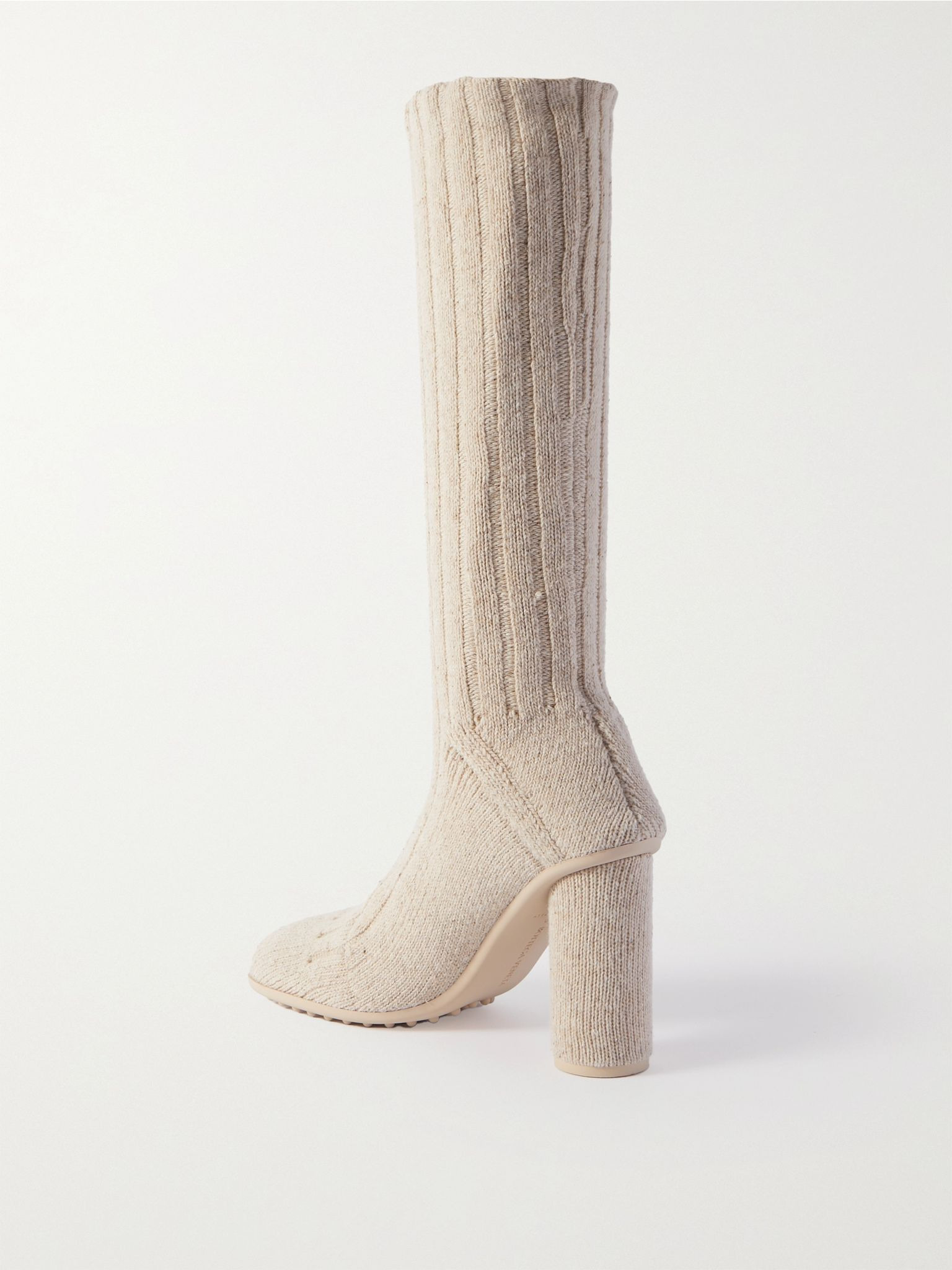 Atomic ribbed-knit knee-boots Beige - 3