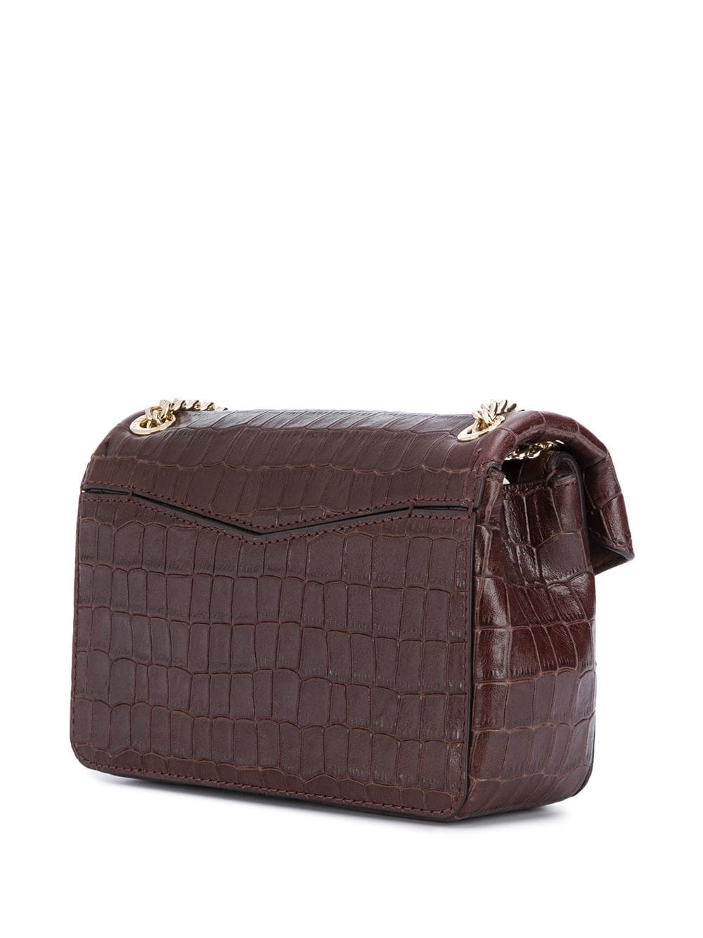 croc-embossed leather shoulder bag - 3