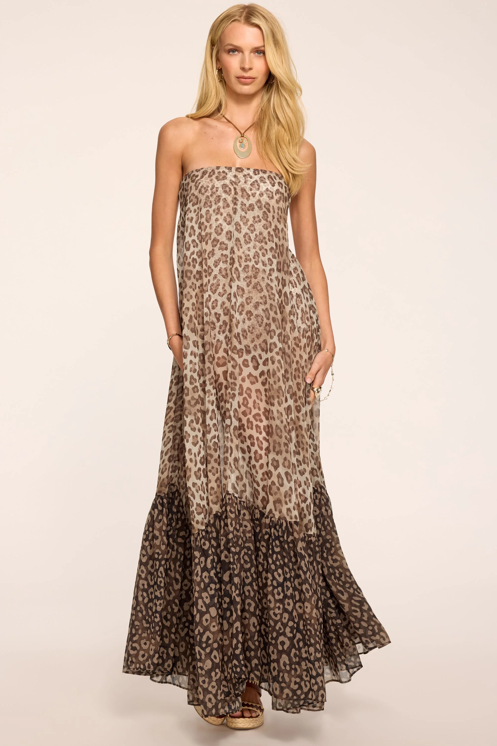 Katrina Printed Strapless Dress - 1