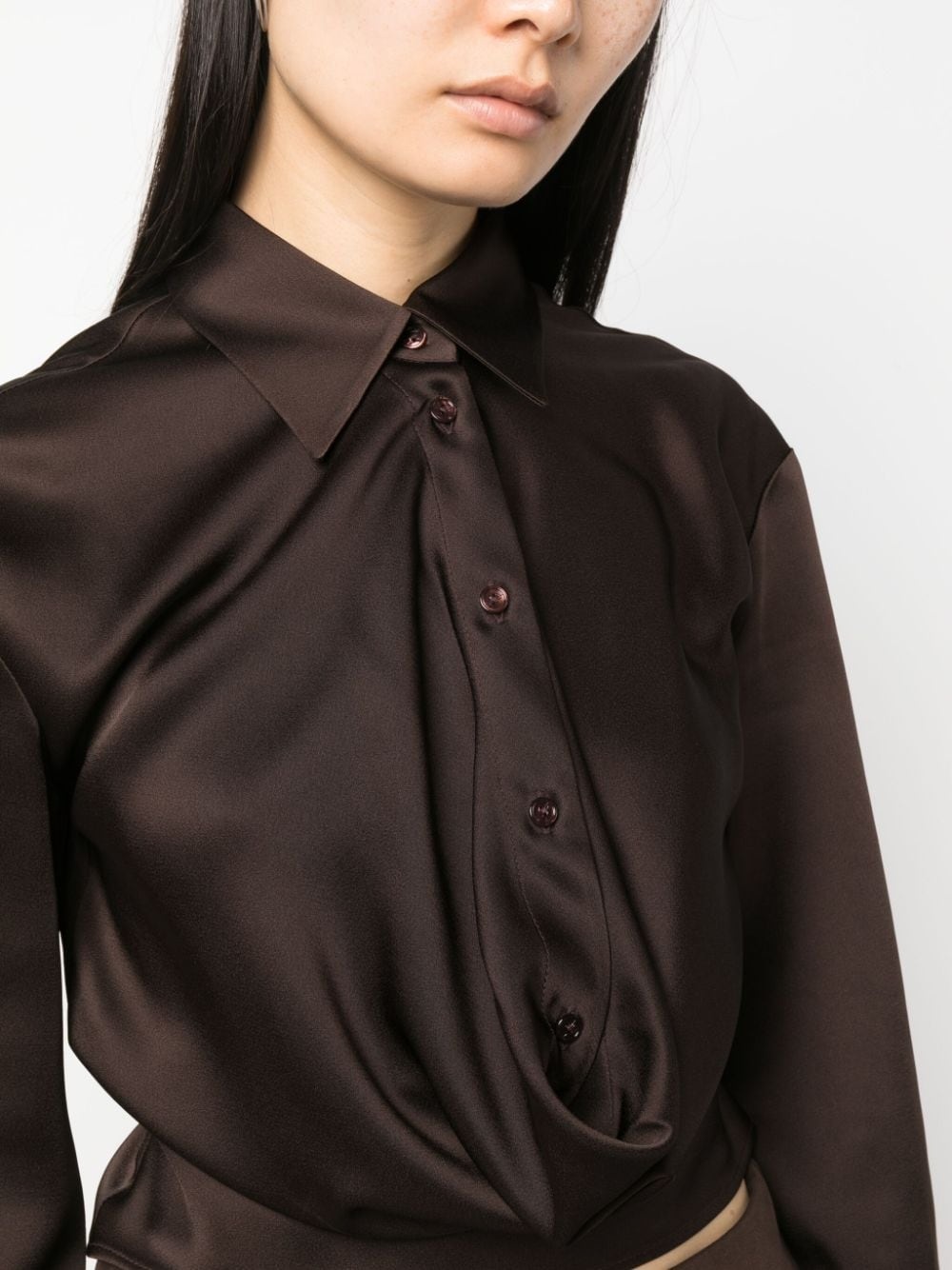satin buttoned cropped shirt - 5