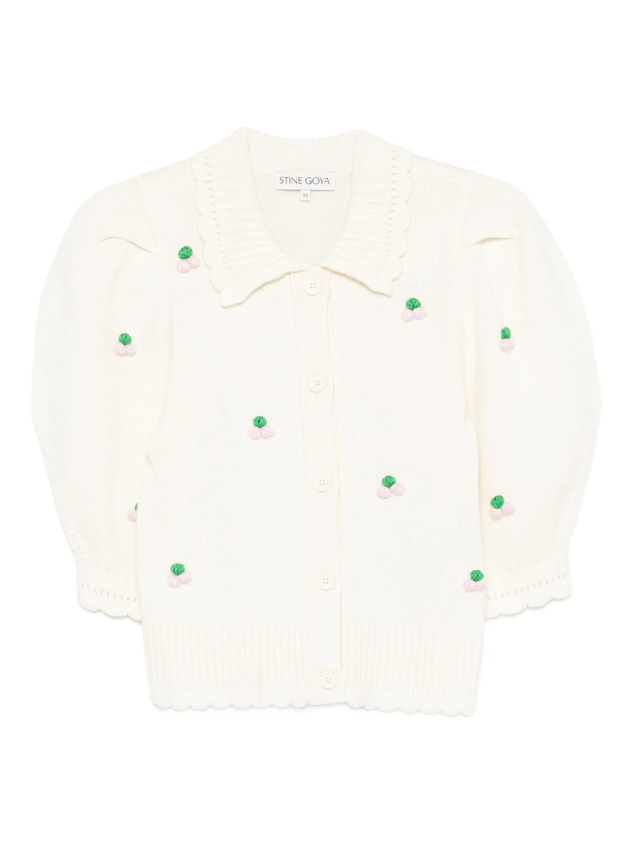 Stine Goya Puff-sleeve Embroidered Cardigan - 1