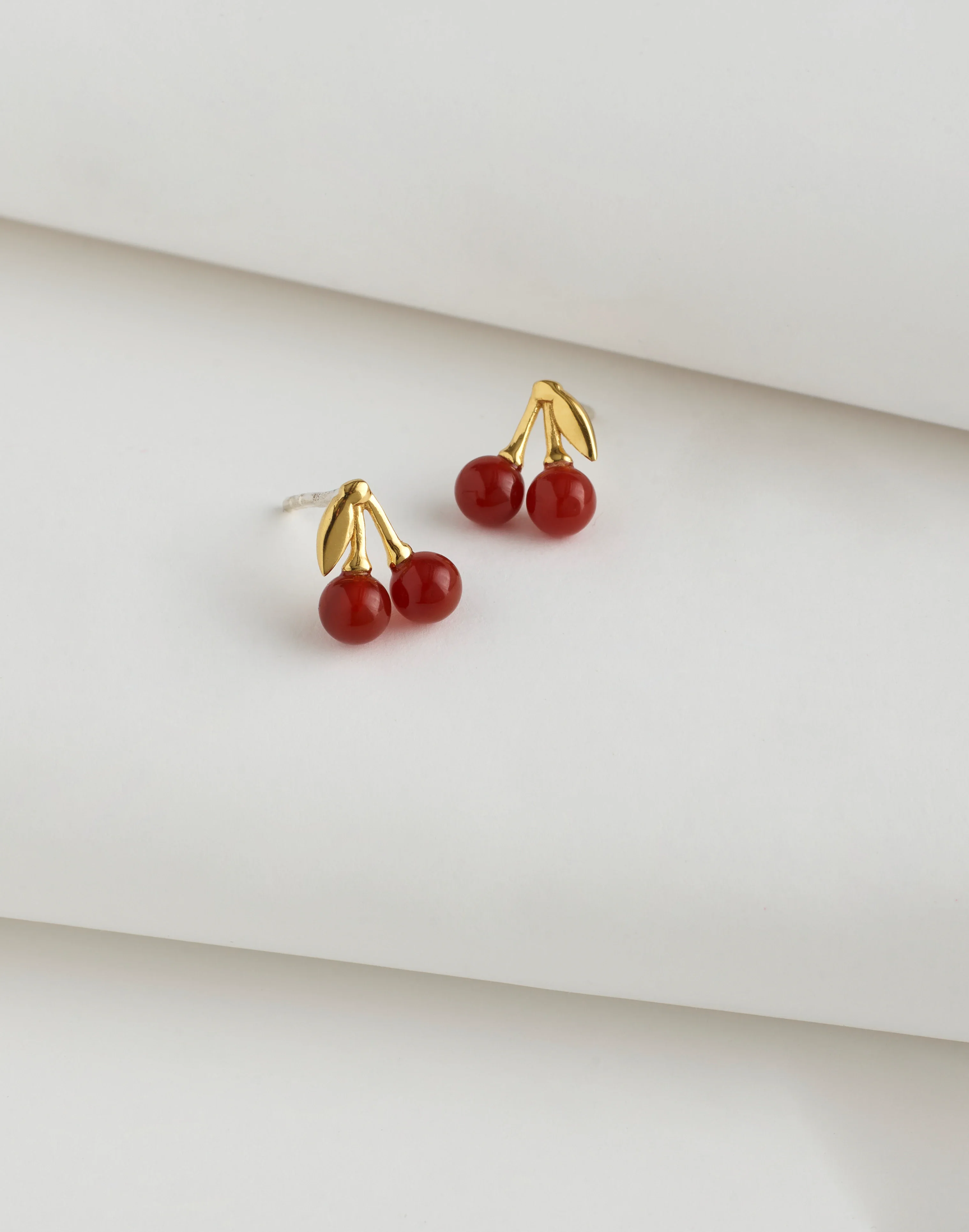 Demi-Fine Semiprecious Cherry Stud Earrings - 1
