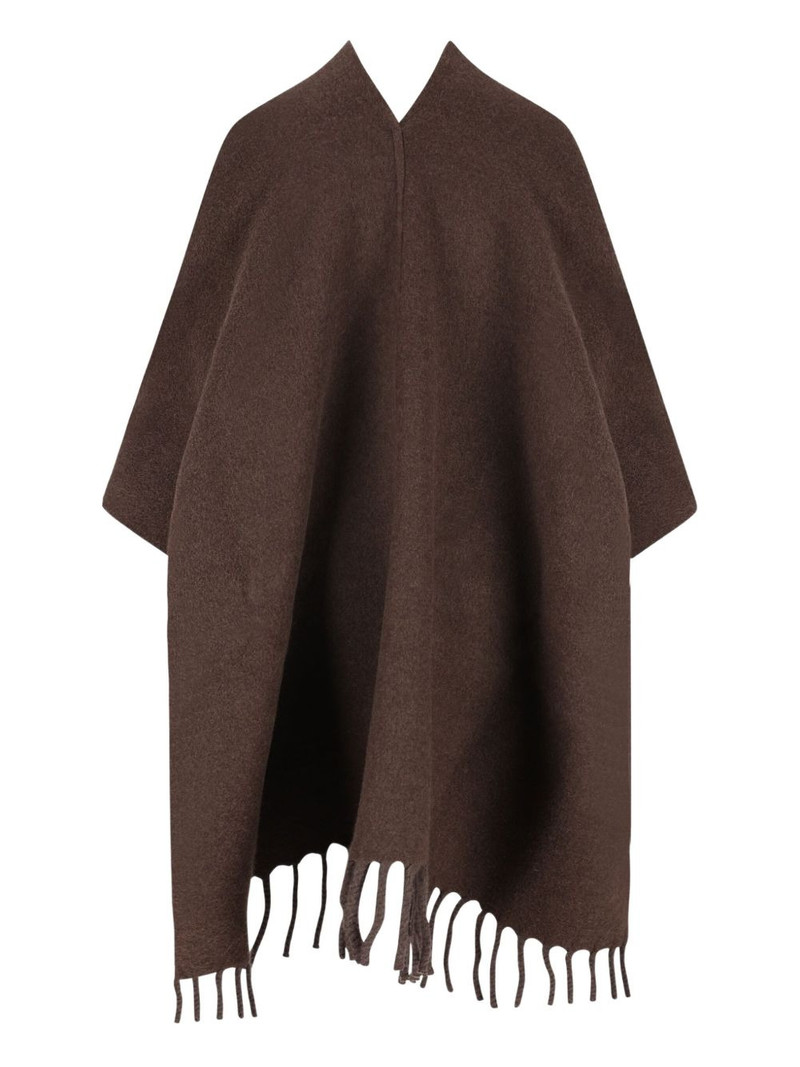 Brunello Cucinelli fringed V-neck cape outlook