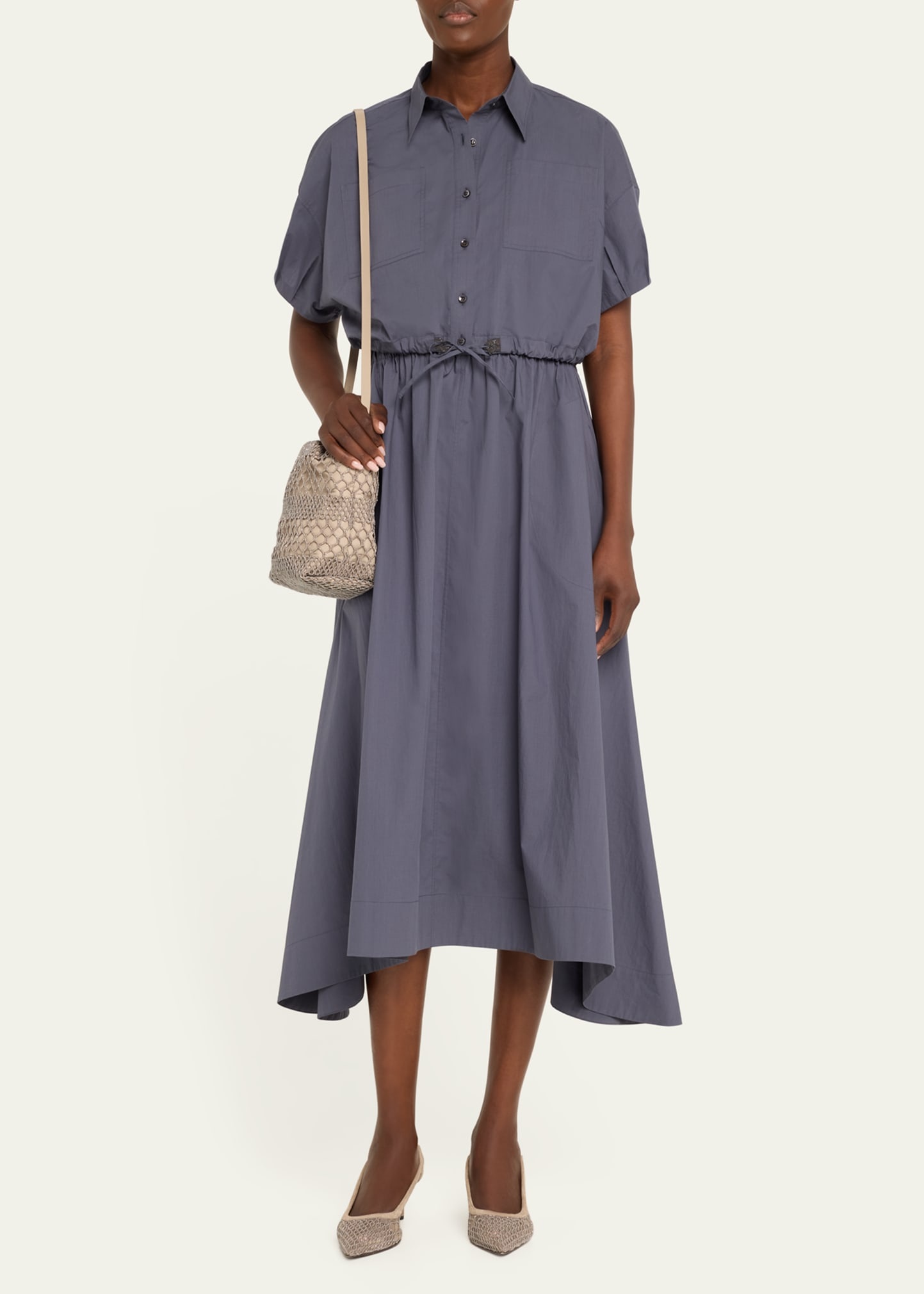 Light-Weight Shirtdress with Fitted Waist and Monili Loop Detail - 2