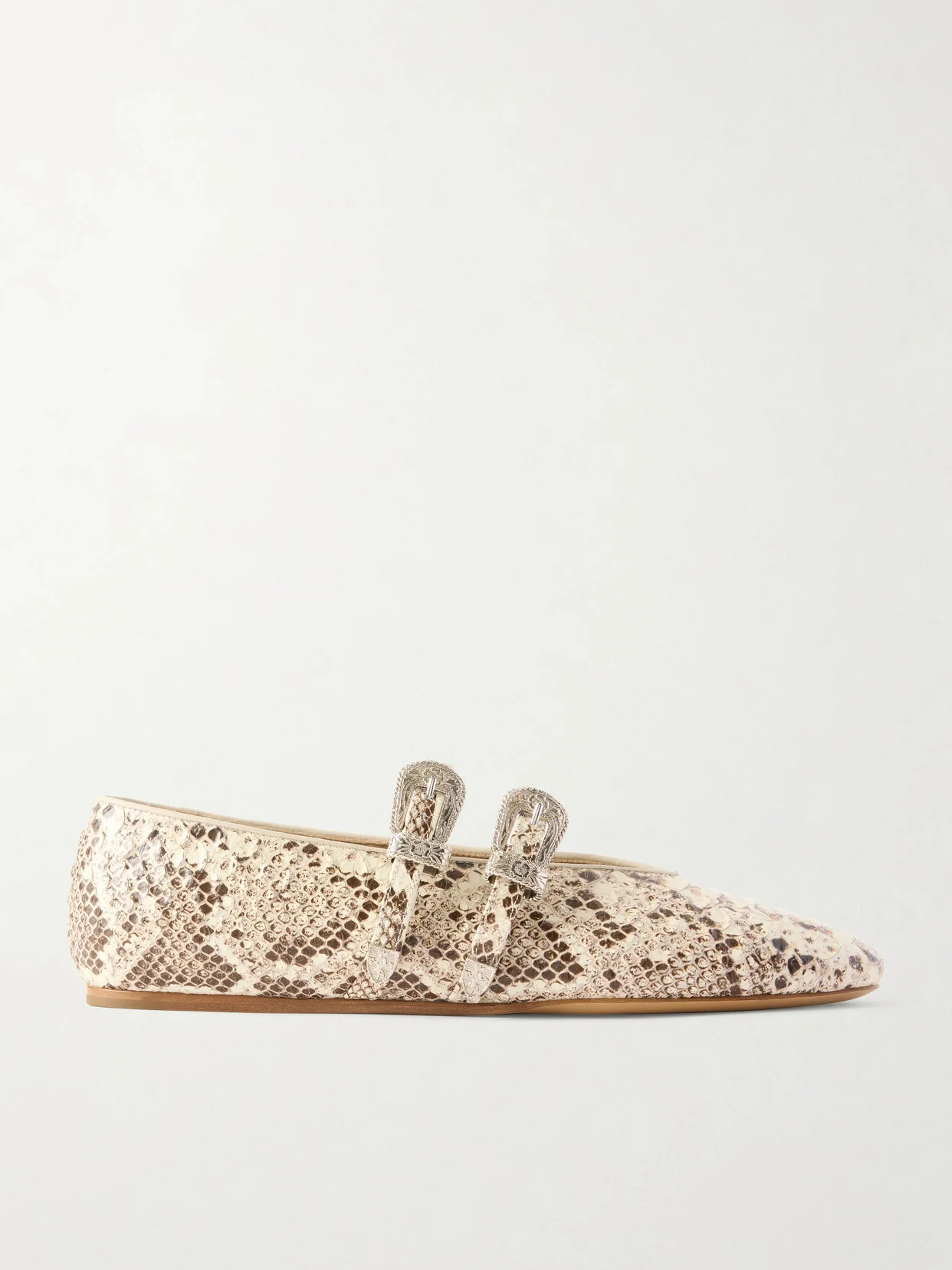 Claudia Snake-effect Leather Mary-jane Ballet Flats - 1