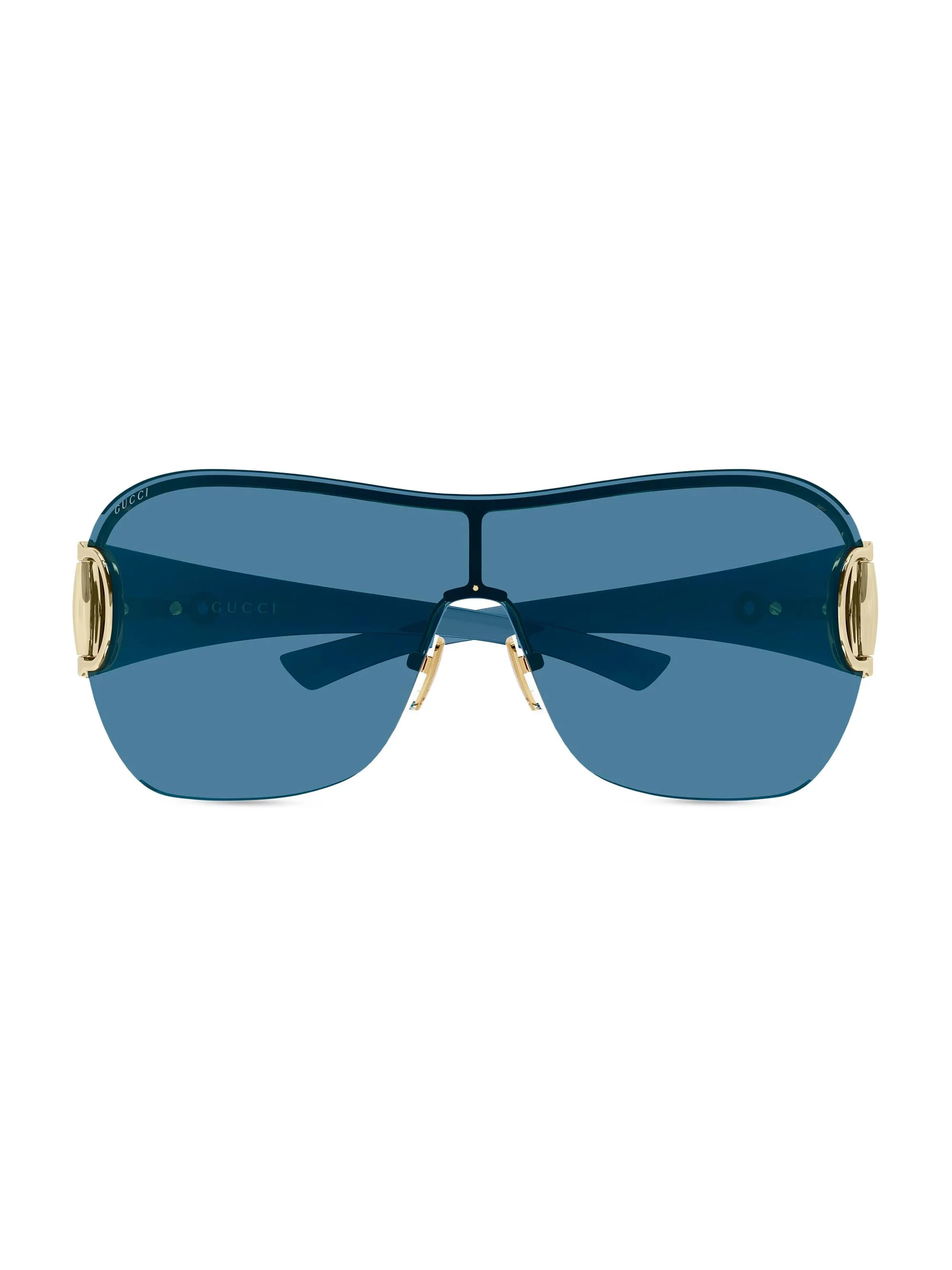 Men's Rimless Mask Sunglasses - Gold Blue - 1