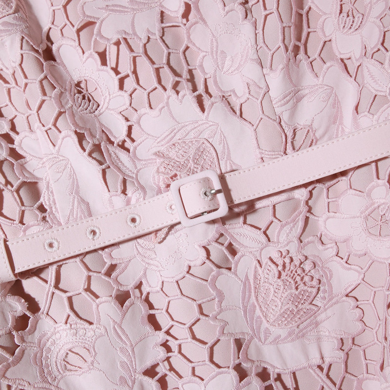 Pink 3D Cotton Lace Maxi Dress 5