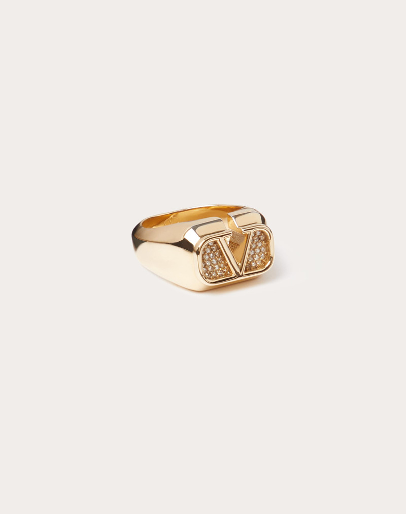 VLOGO SIGNATURE METAL AND SWAROVSKI® CRYSTAL RING 1
