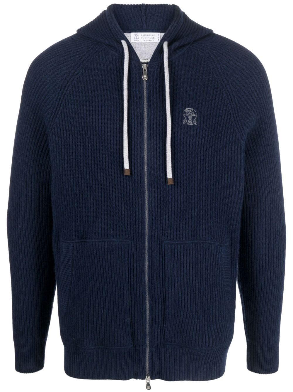 logo-embroidered zip-up hoodie - 1