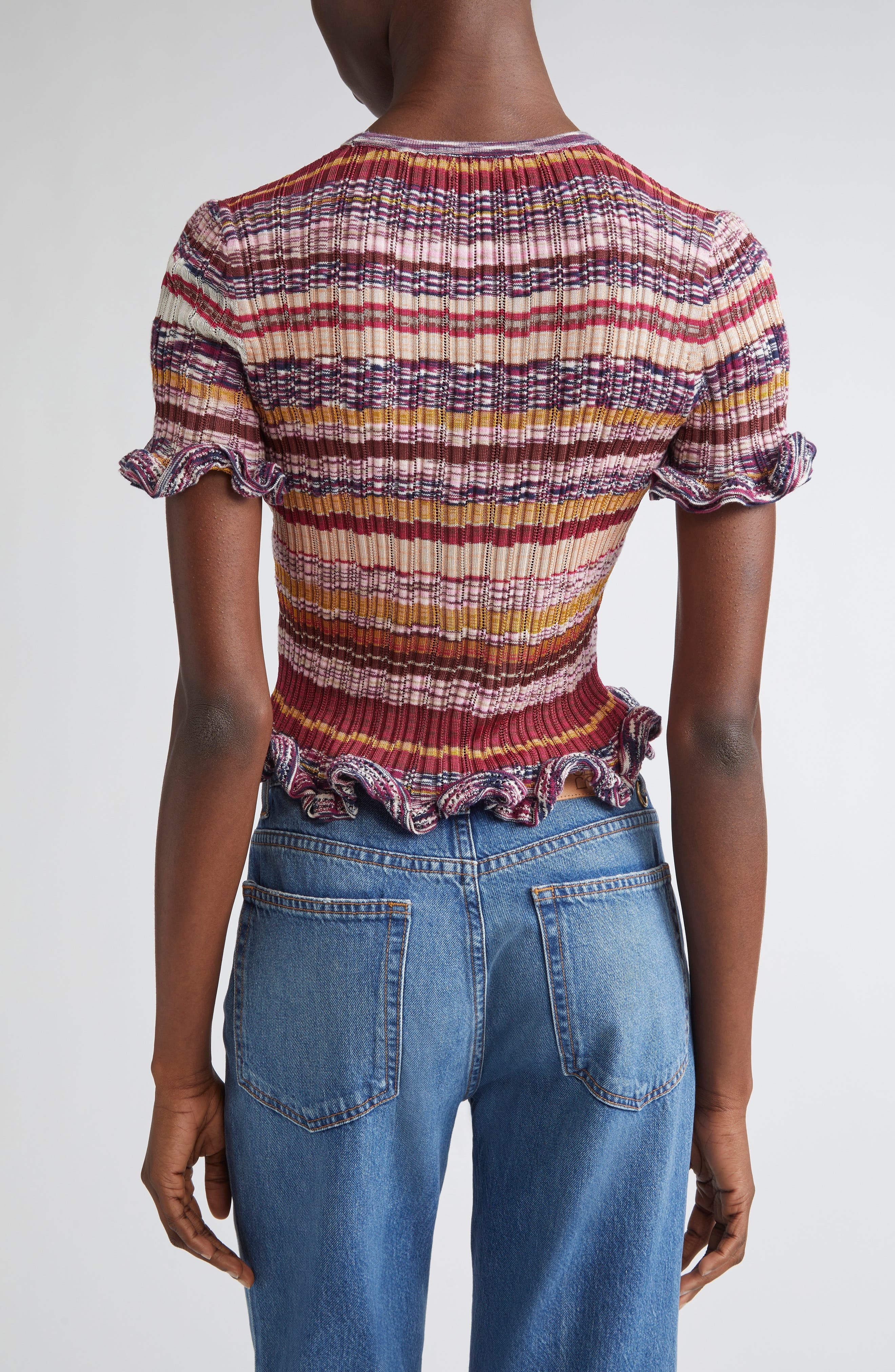 Ulla Johnson Miya Ruffle Space Dye Top in Prism at Nordstrom - 3