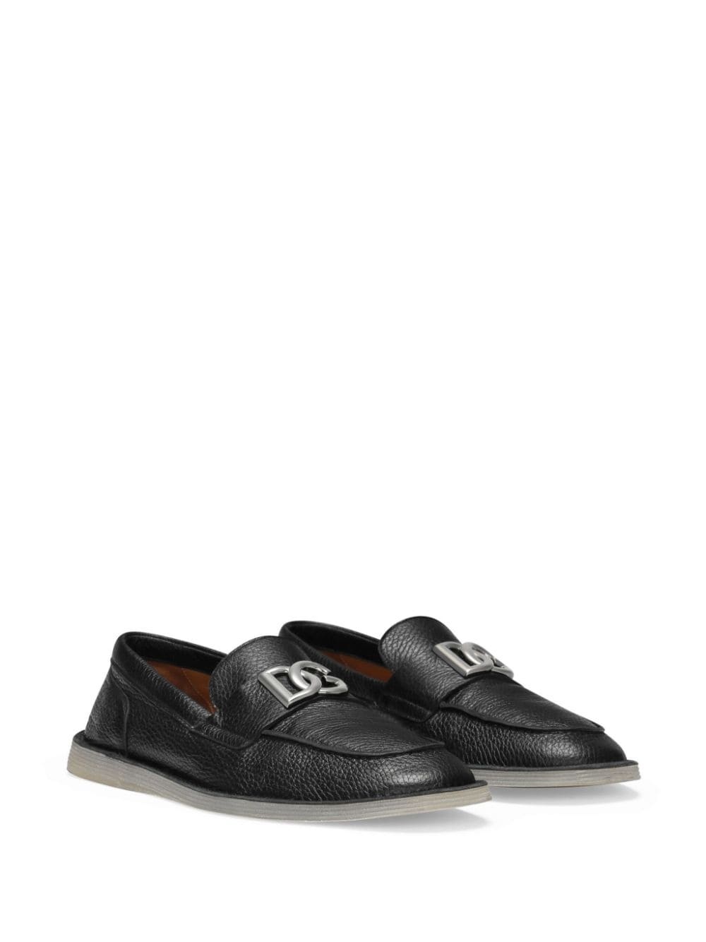 logo-plaque leather loafers - 2