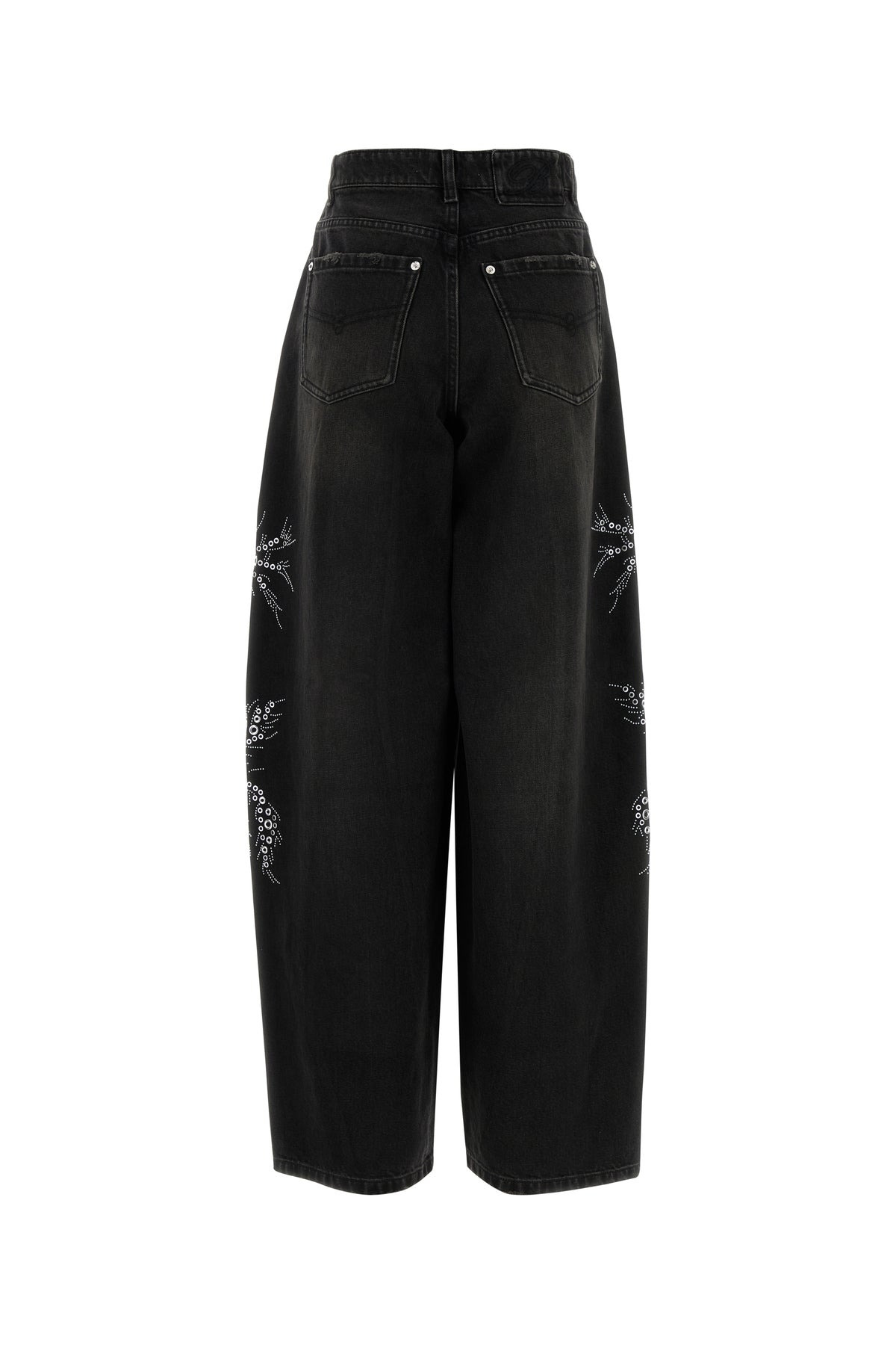 Black denim wide-leg jeans - 2