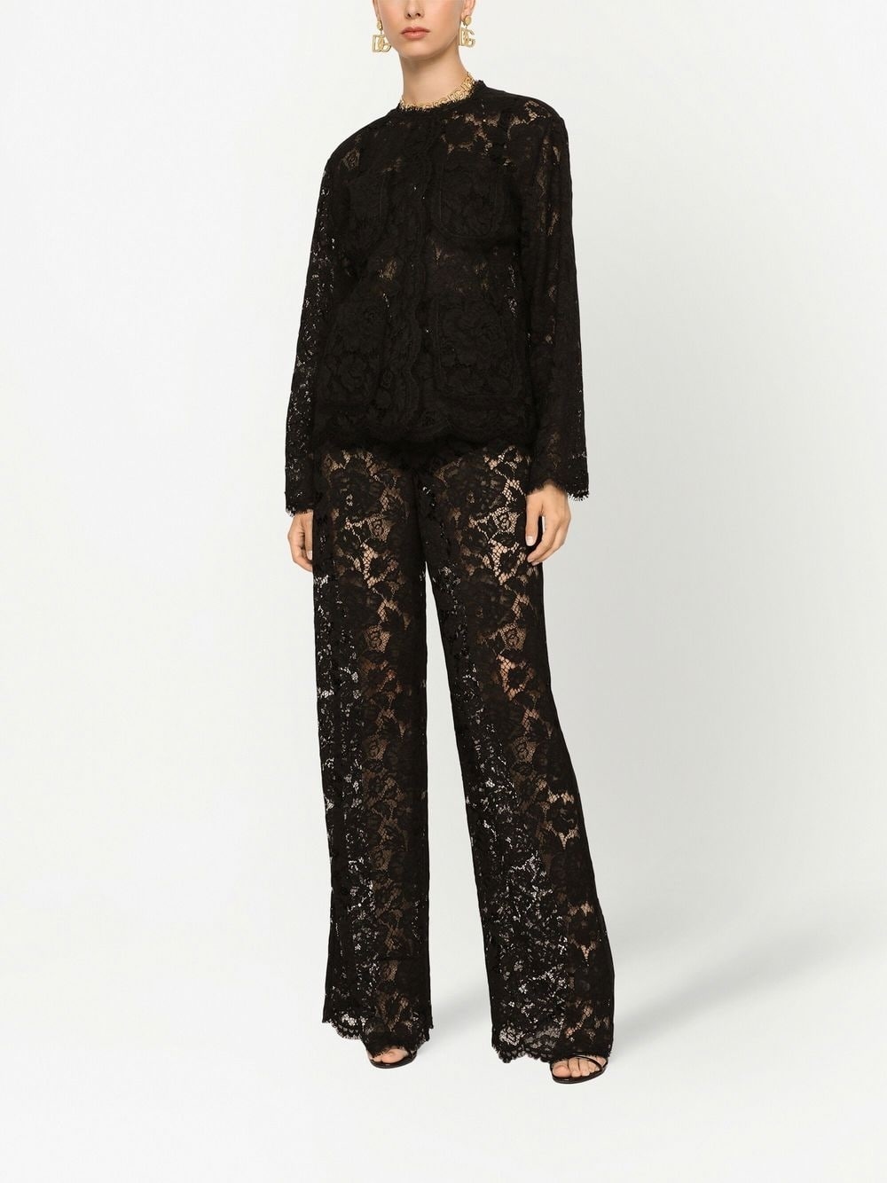 floral lace single-breasted jacket - 3