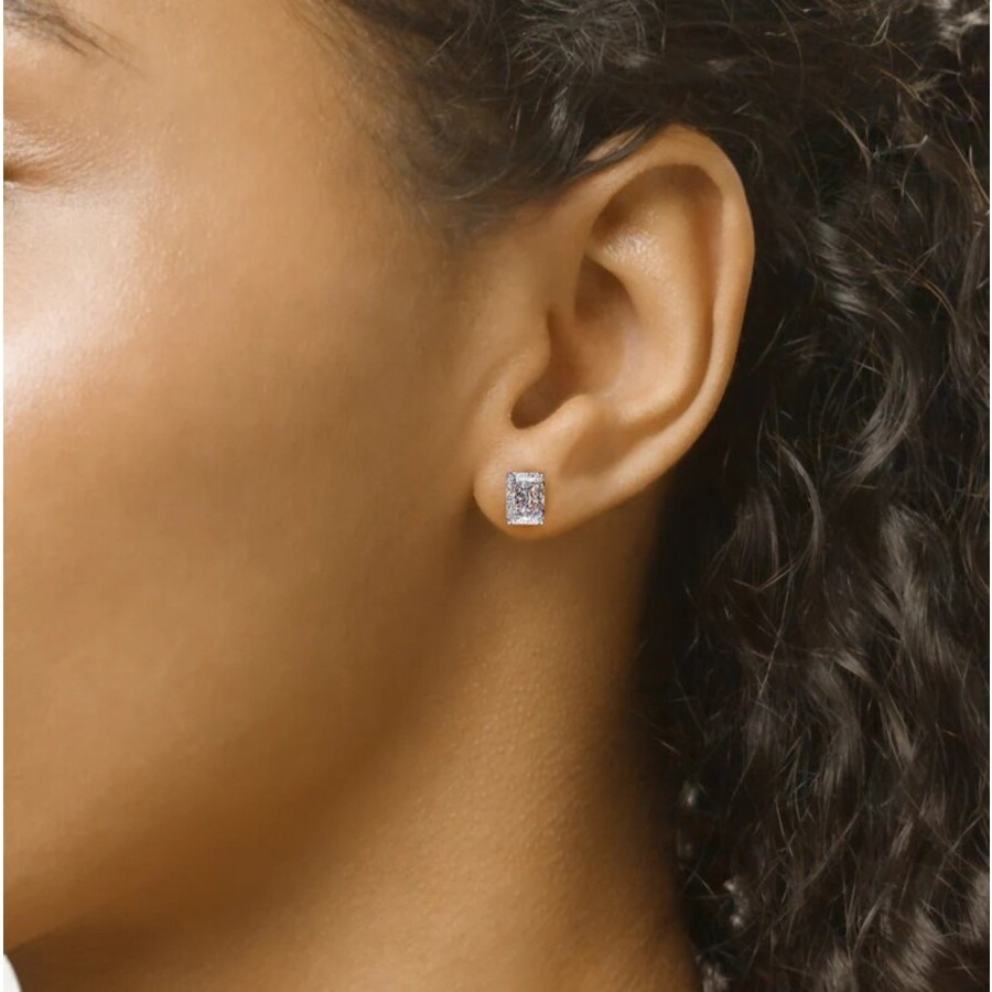 Tresorra - Tresorra 14K White Gold 4 ctw Radiant Cut Lab-Grown Diamond IGI Certified Stud Earrings - 3