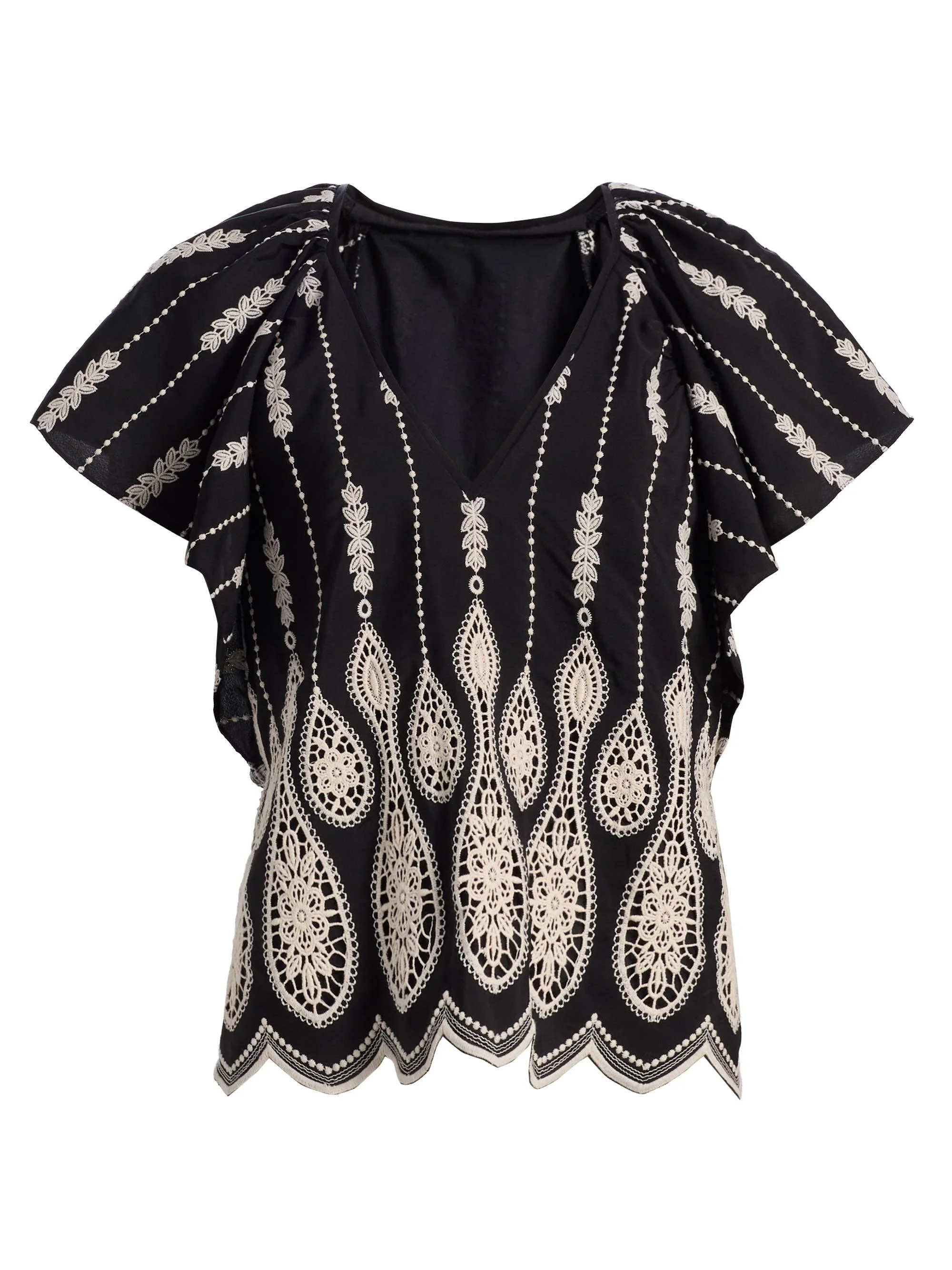 Women's Bettie Embroidered Top - Black Lace - 1