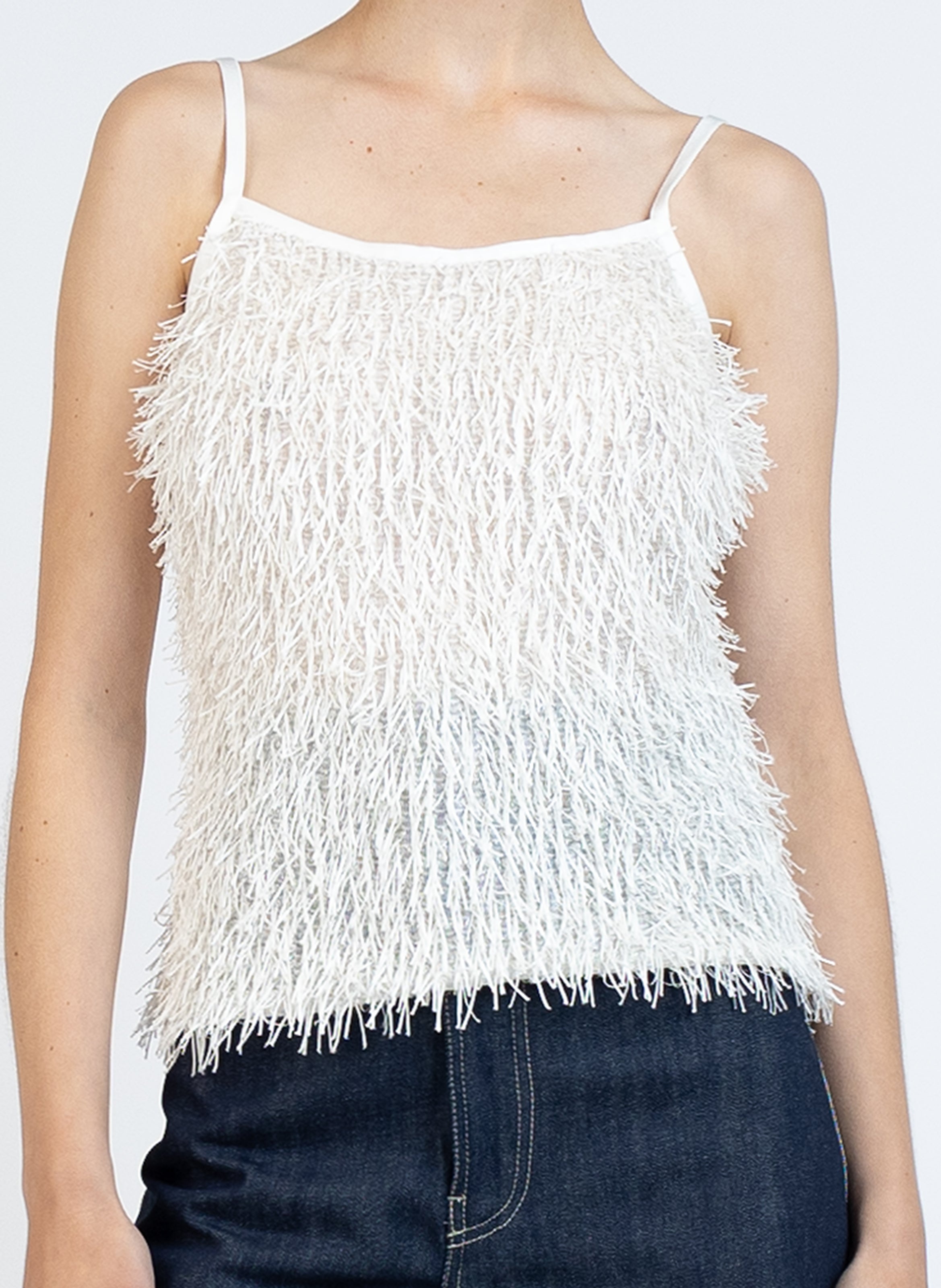 Fluffy Tank Top/White - 2