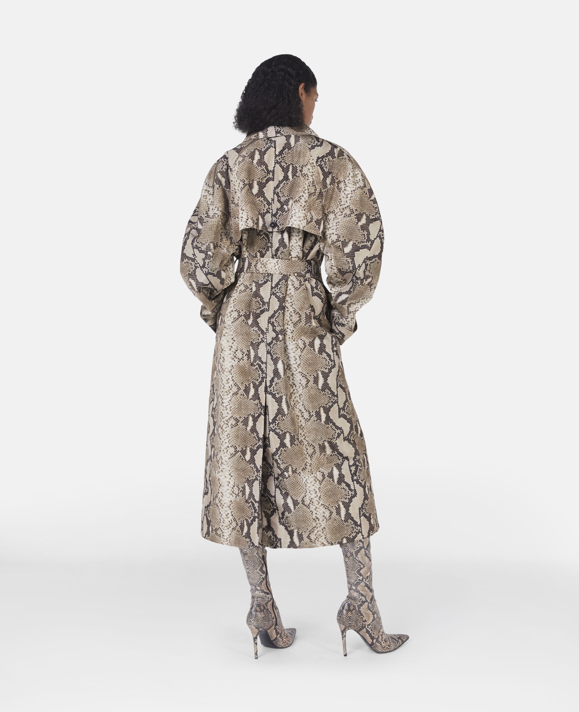 Python Print Belted Trench Coat - 3