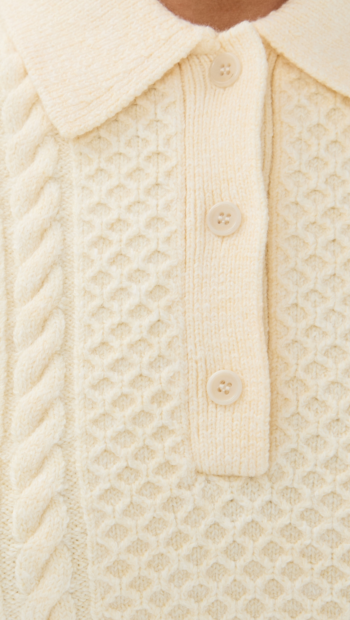 Cropped Cable Knit Polo - 5