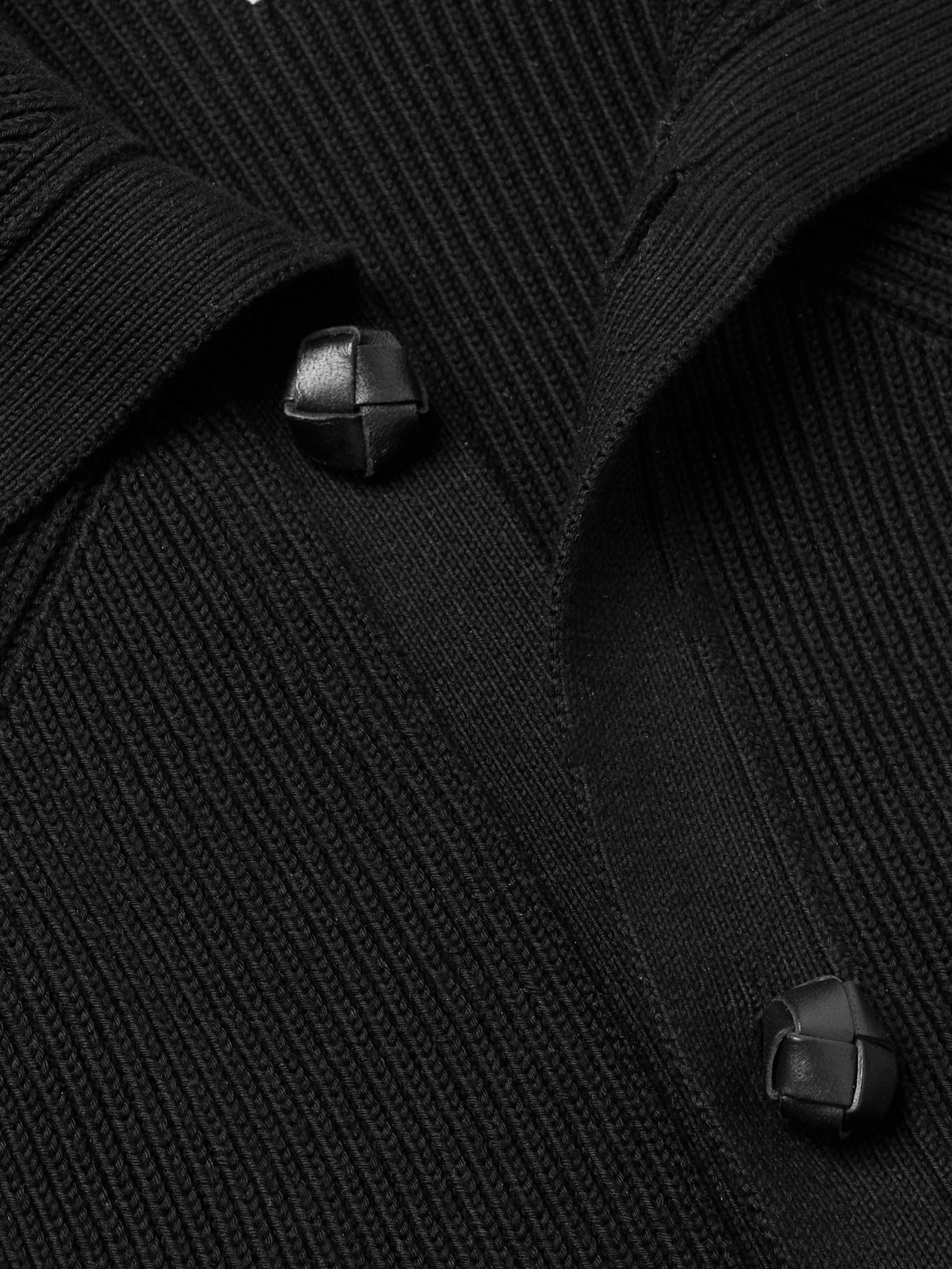 Ribbed Cotton Cardigan Black - 4