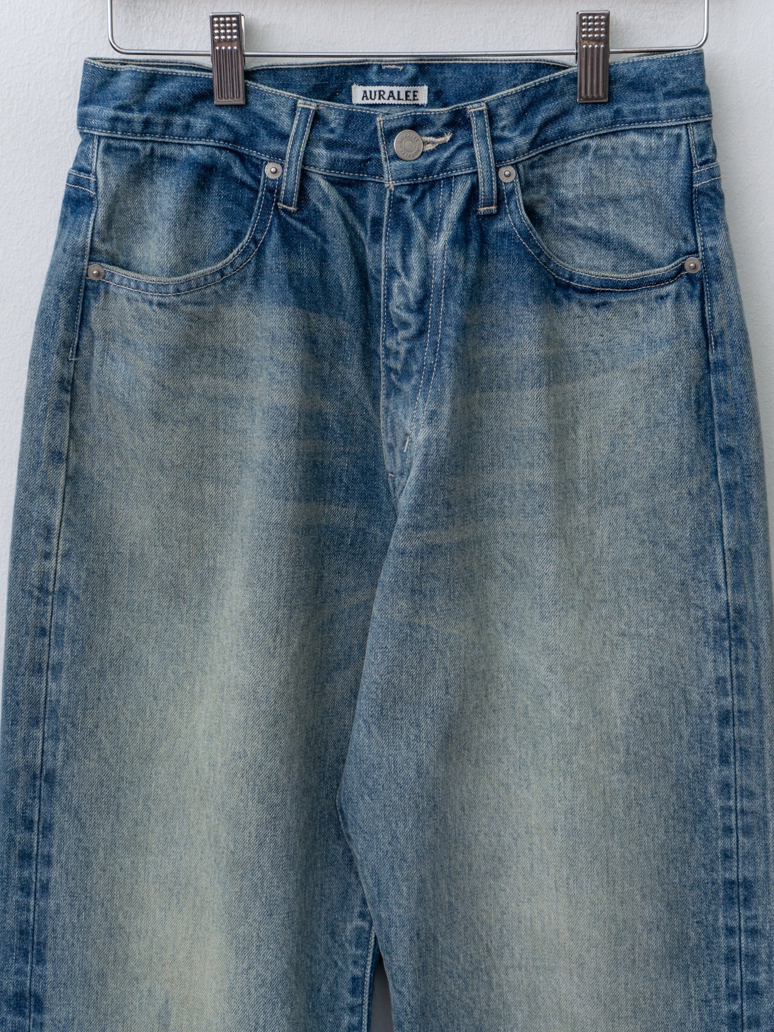 Selvedge Faded Heavy Denim Pants - Faded Indigo - 5