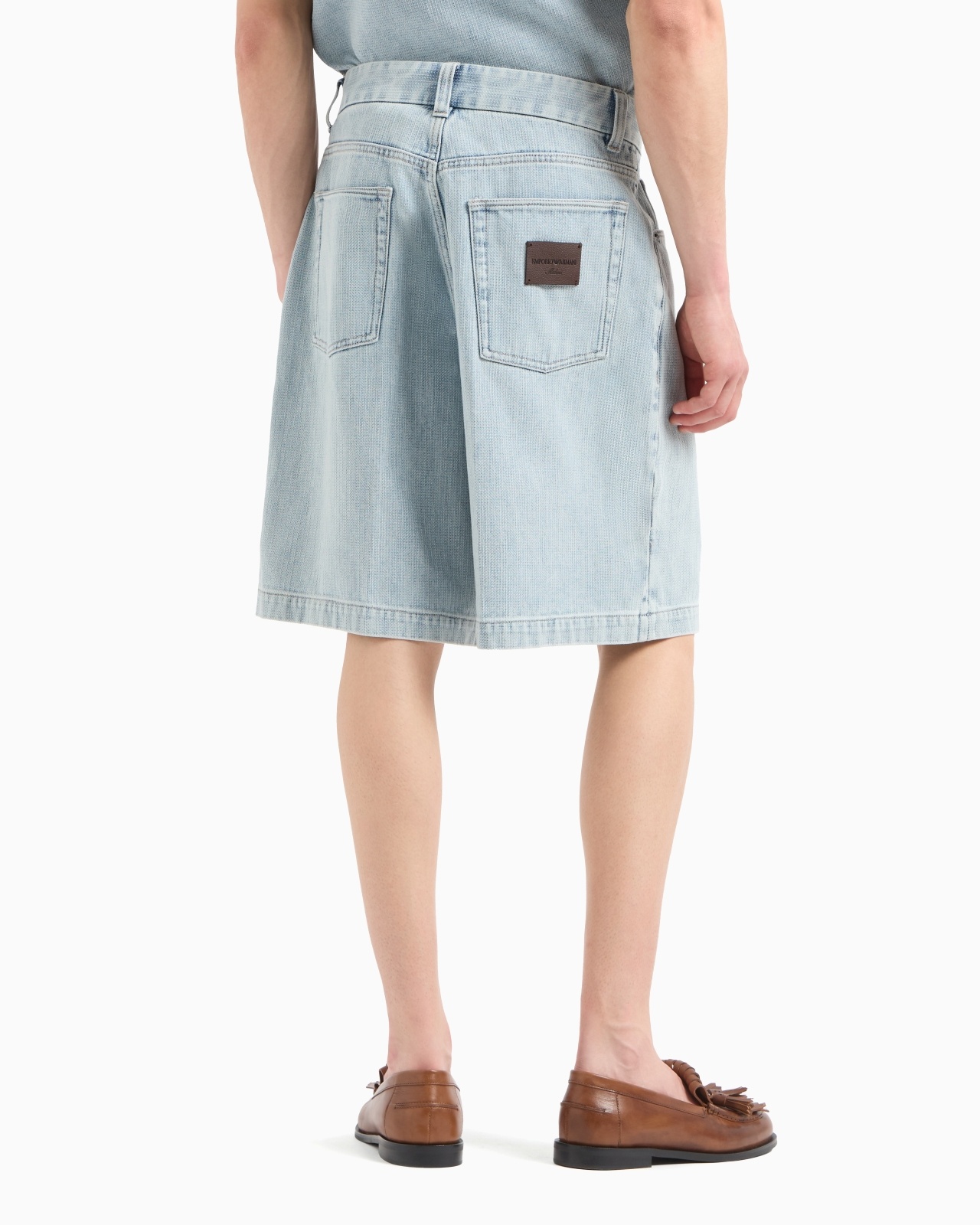 FIVE-POCKET DENIM-EFFECT DOBBY FABRIC BERMUDA SHORTS - 3