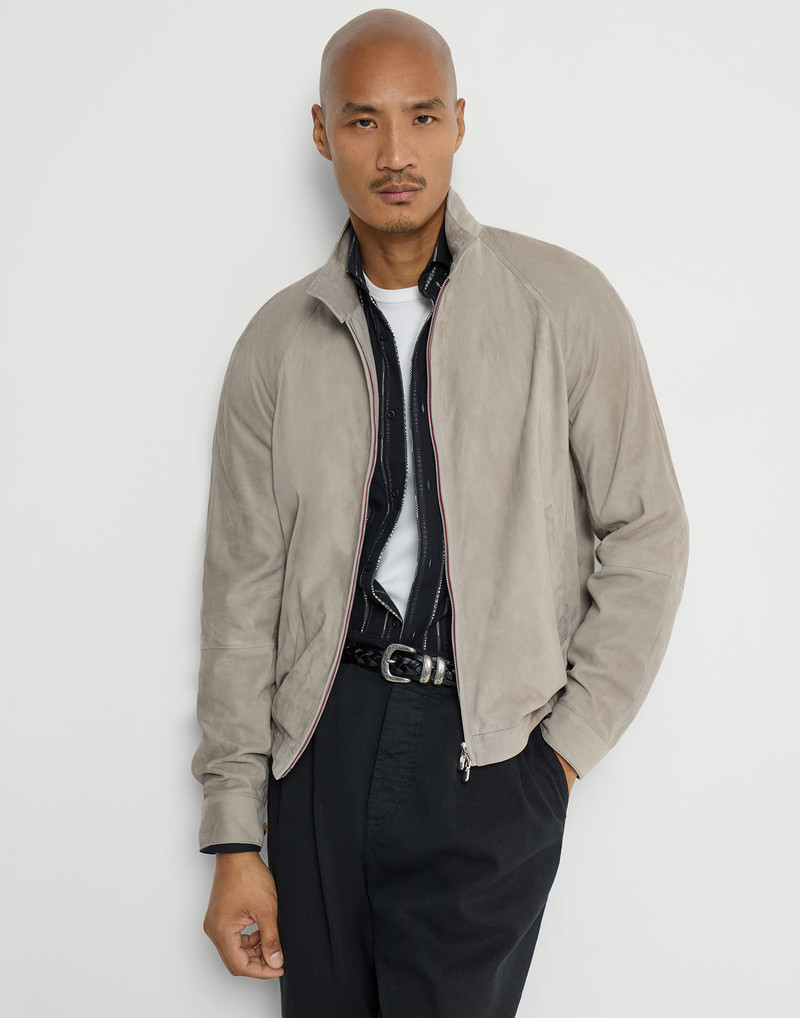 Suede unlined jacket with stand collar 5