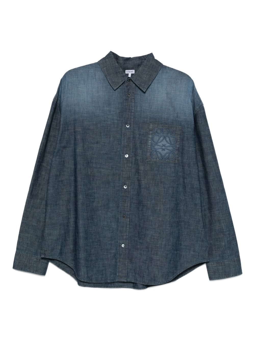 Anagram-embroidered denim shirt - 1