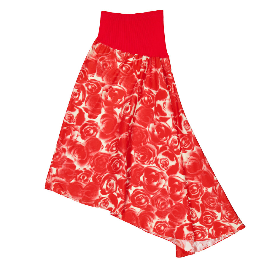 Burberry Rose-Print Asymmetric Silk Skirt - 7
