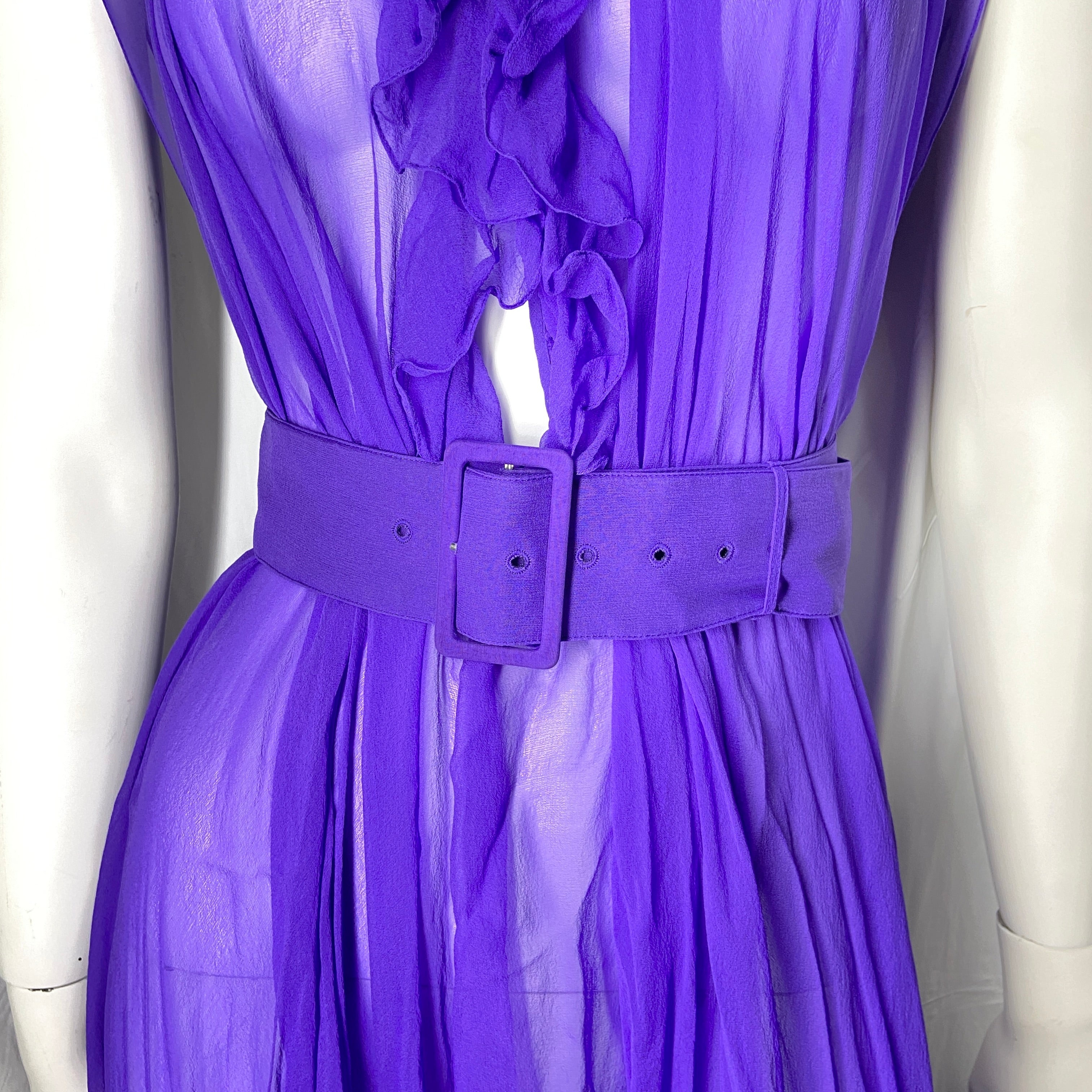 Balenciaga fall 2017 ultra violet belted silk-mousseline dress OS - 14