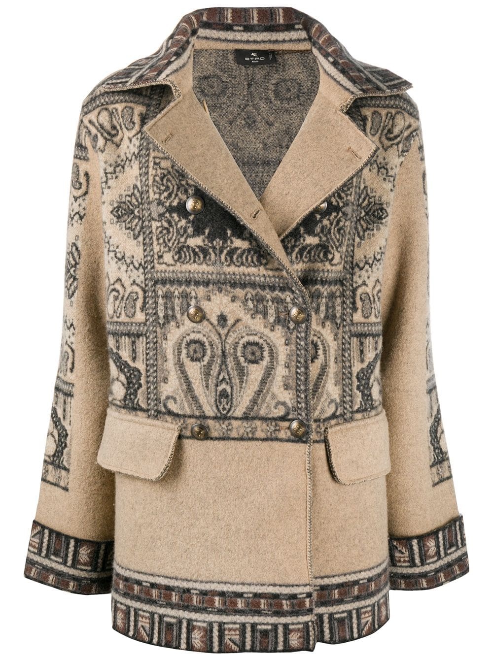 wool printed pea coat - 1