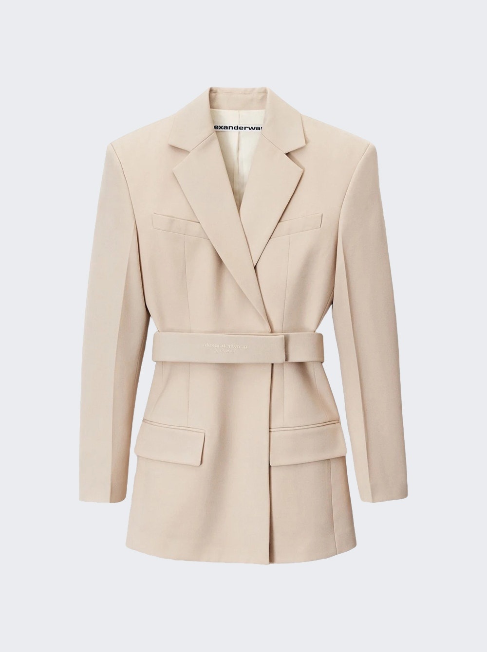 Wool Belted Blazer Dress Feather Beige - 1