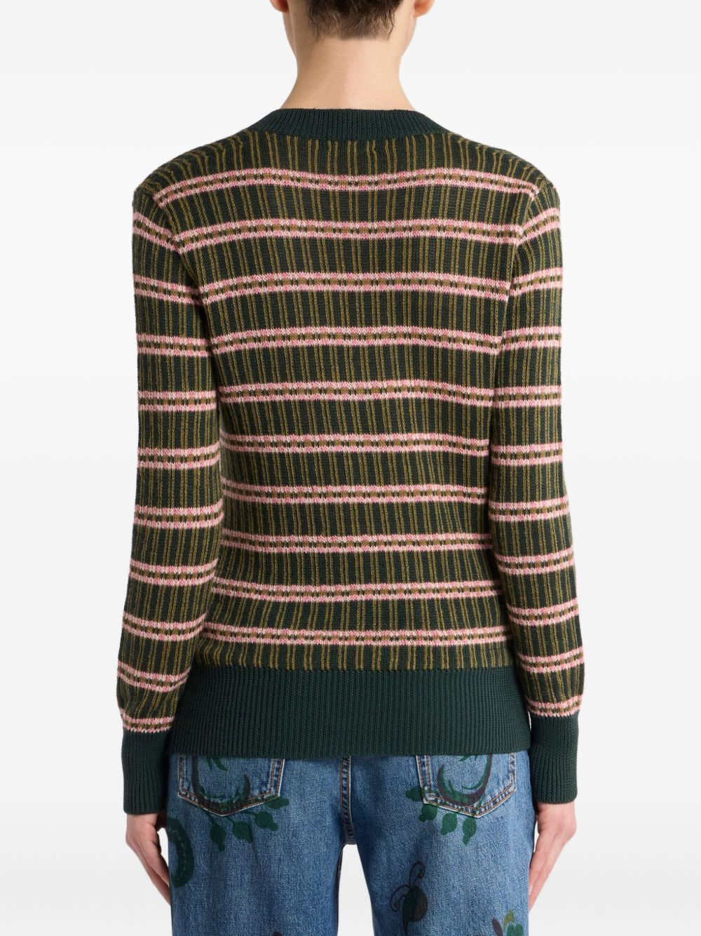 striped V-neck sweater - 4