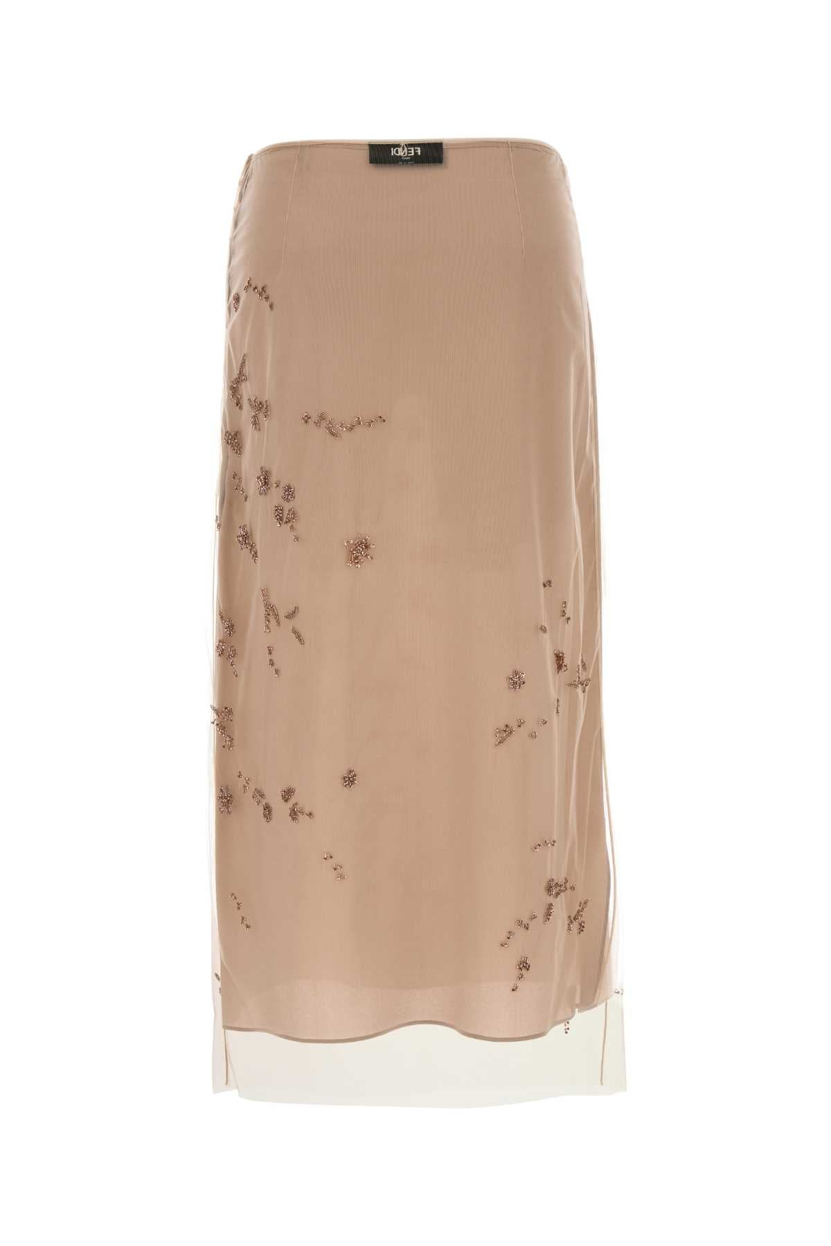 Fendi Women Antiqued Pink Tulle Skirt - 2