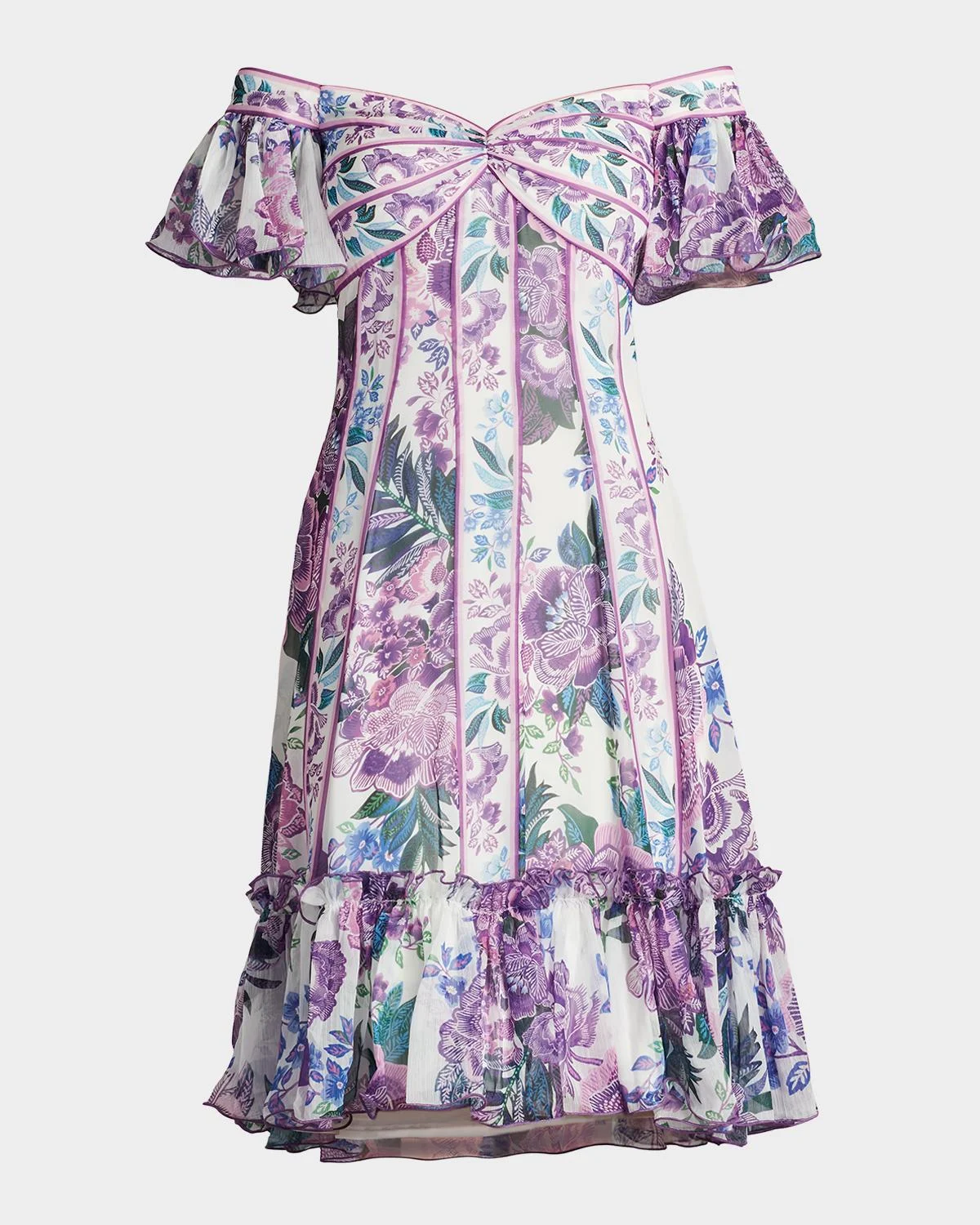 Off-Shoulder Empire Flounce Dress - 1