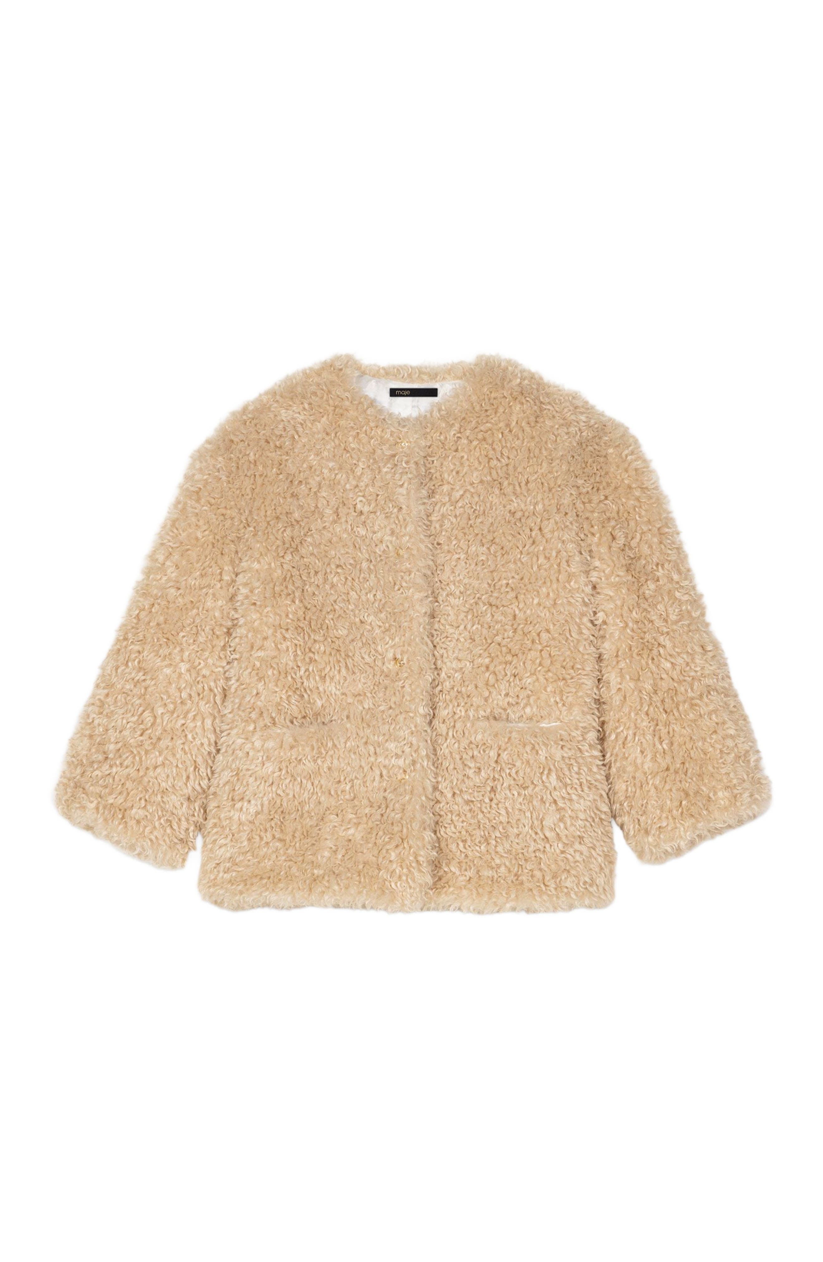 maje Short faux fur coat in Beige at Nordstrom - 6