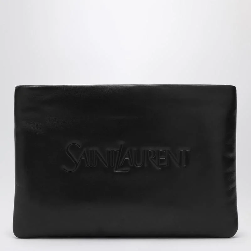 SAINT LAURENT PADDED CLUTCH BAG WITH LOGO - 1